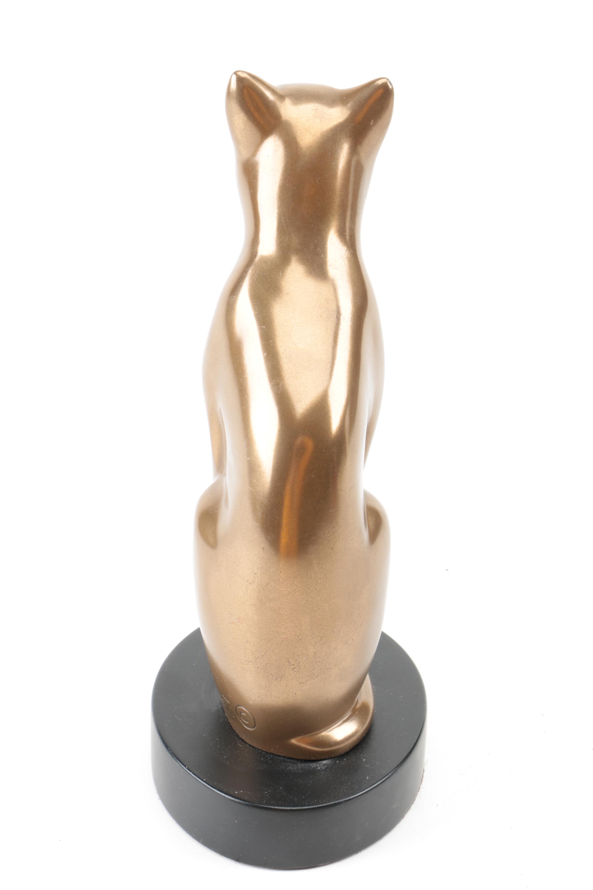 Signed DeWitt MidCentury Metal Cat Sculpture EBTH