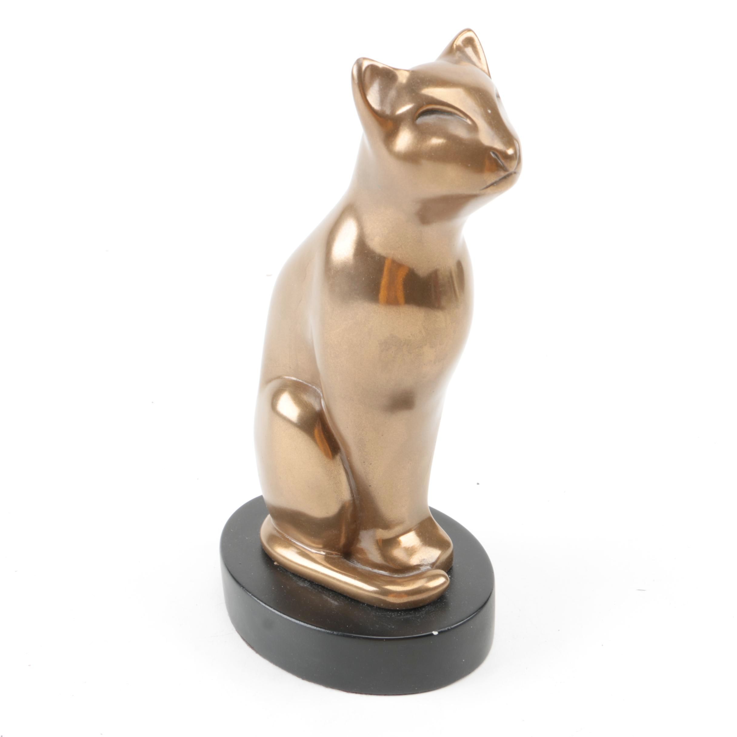 Signed DeWitt MidCentury Metal Cat Sculpture EBTH
