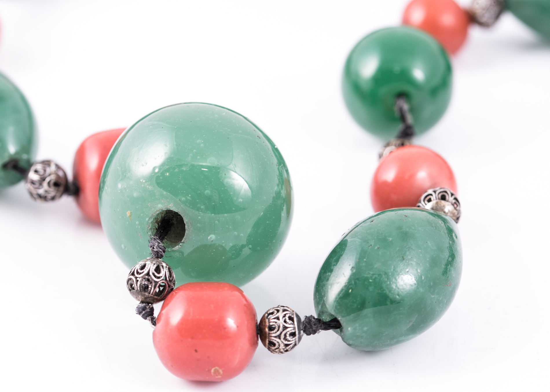 Sterling Silver Glass Bead Necklace EBTH