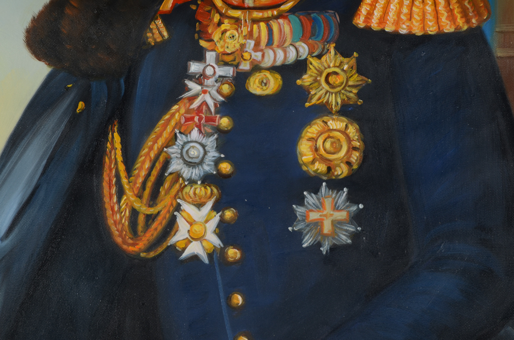 Original Oil Portrait Painting of a Dog in a Military Uniform | EBTH