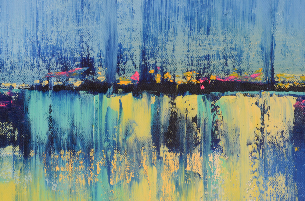 Sarah Brown Original Abstract Oil Painting "Neon Vista" | EBTH