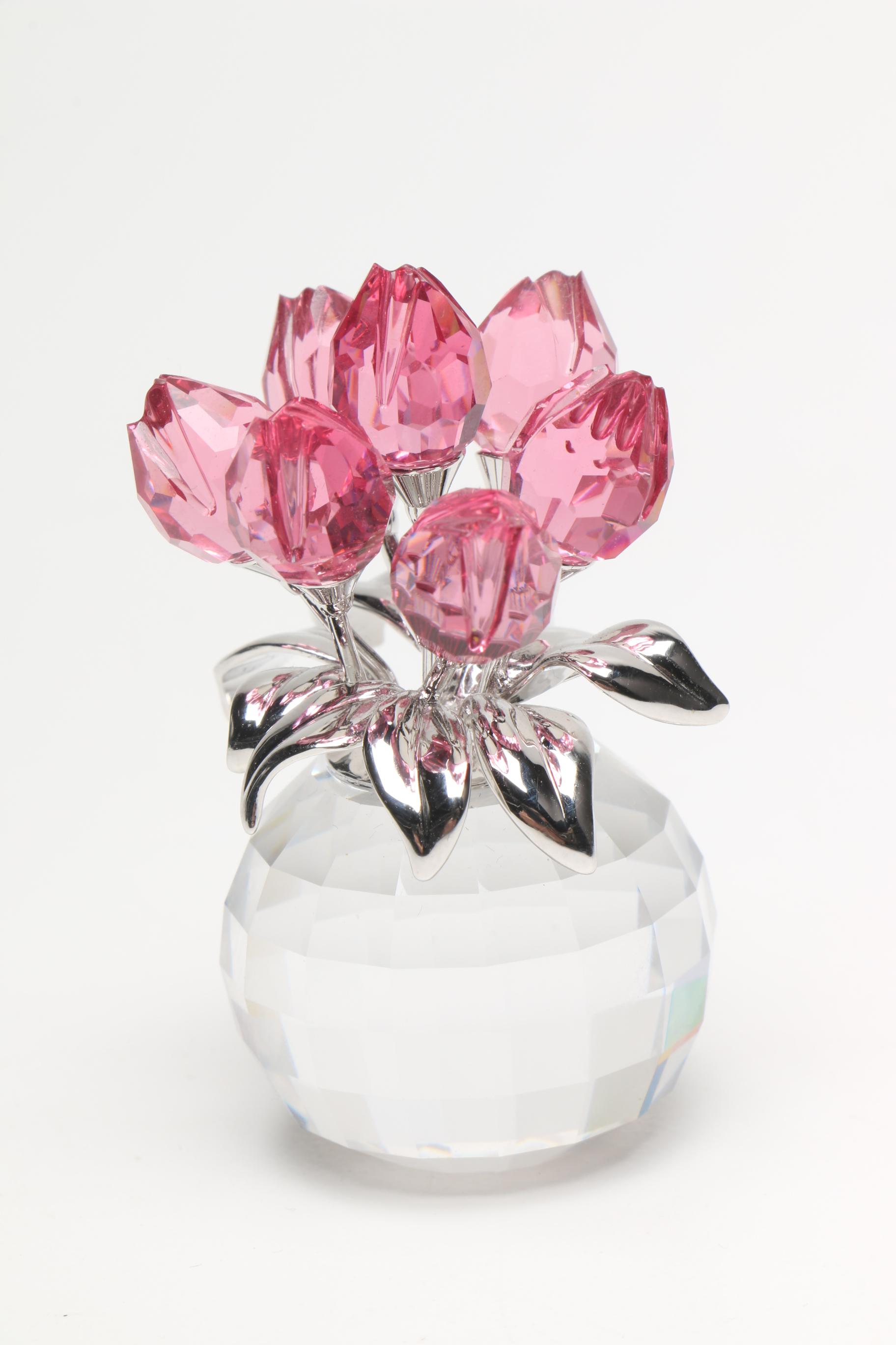 Swarovski Crystal Pink Tulip Bouquet EBTH