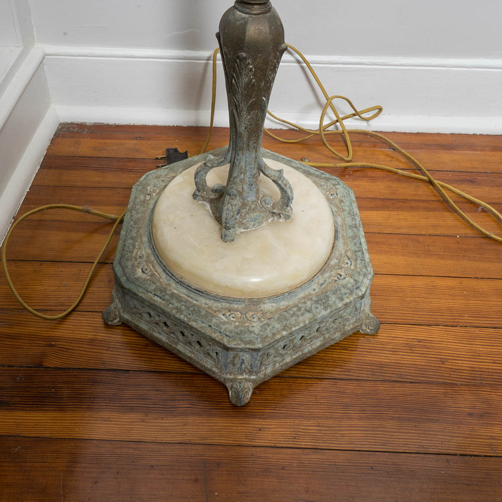 Vintage Torchiere Floor Lamp with Glass Shade EBTH