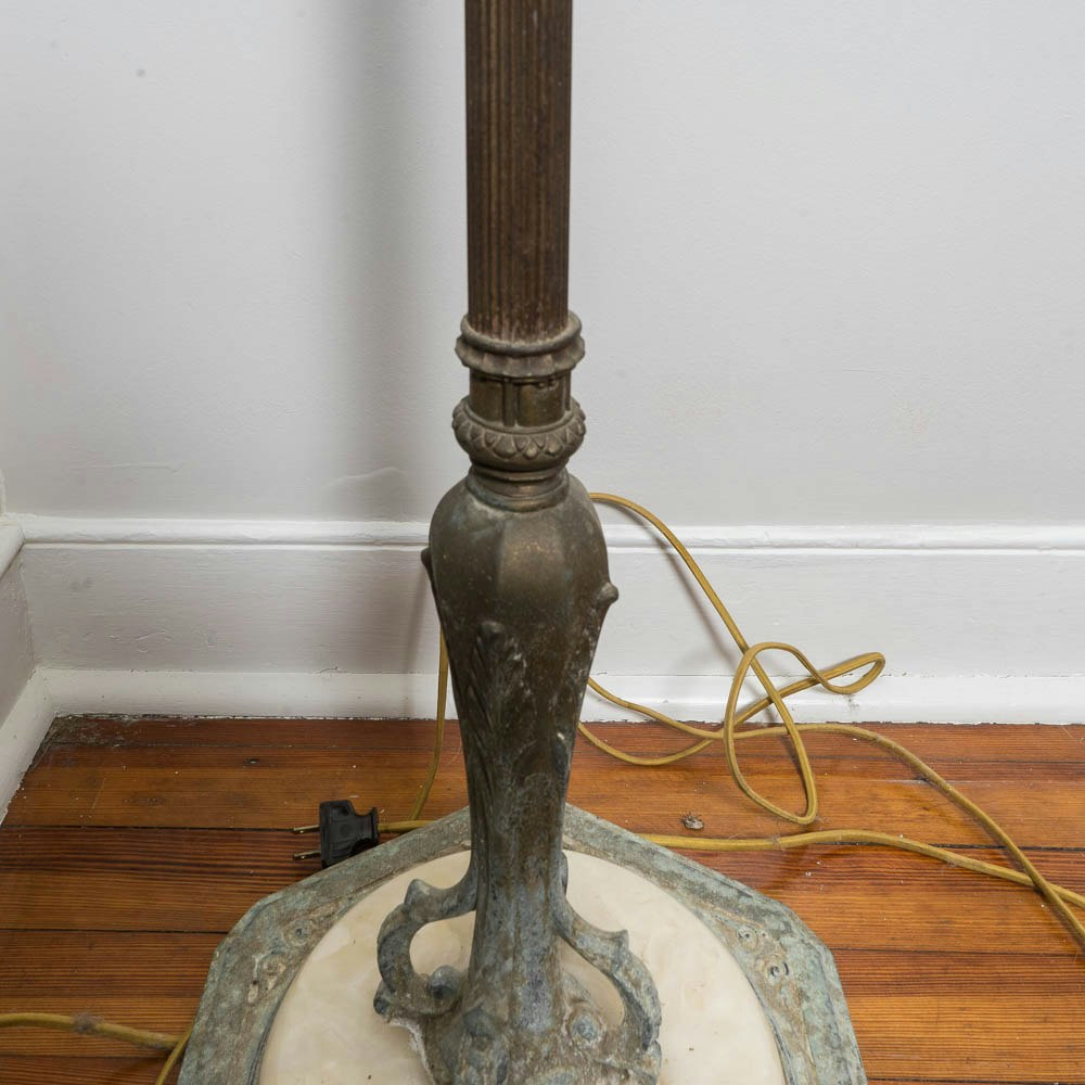 Vintage Torchiere Floor Lamp with Glass Shade | EBTH