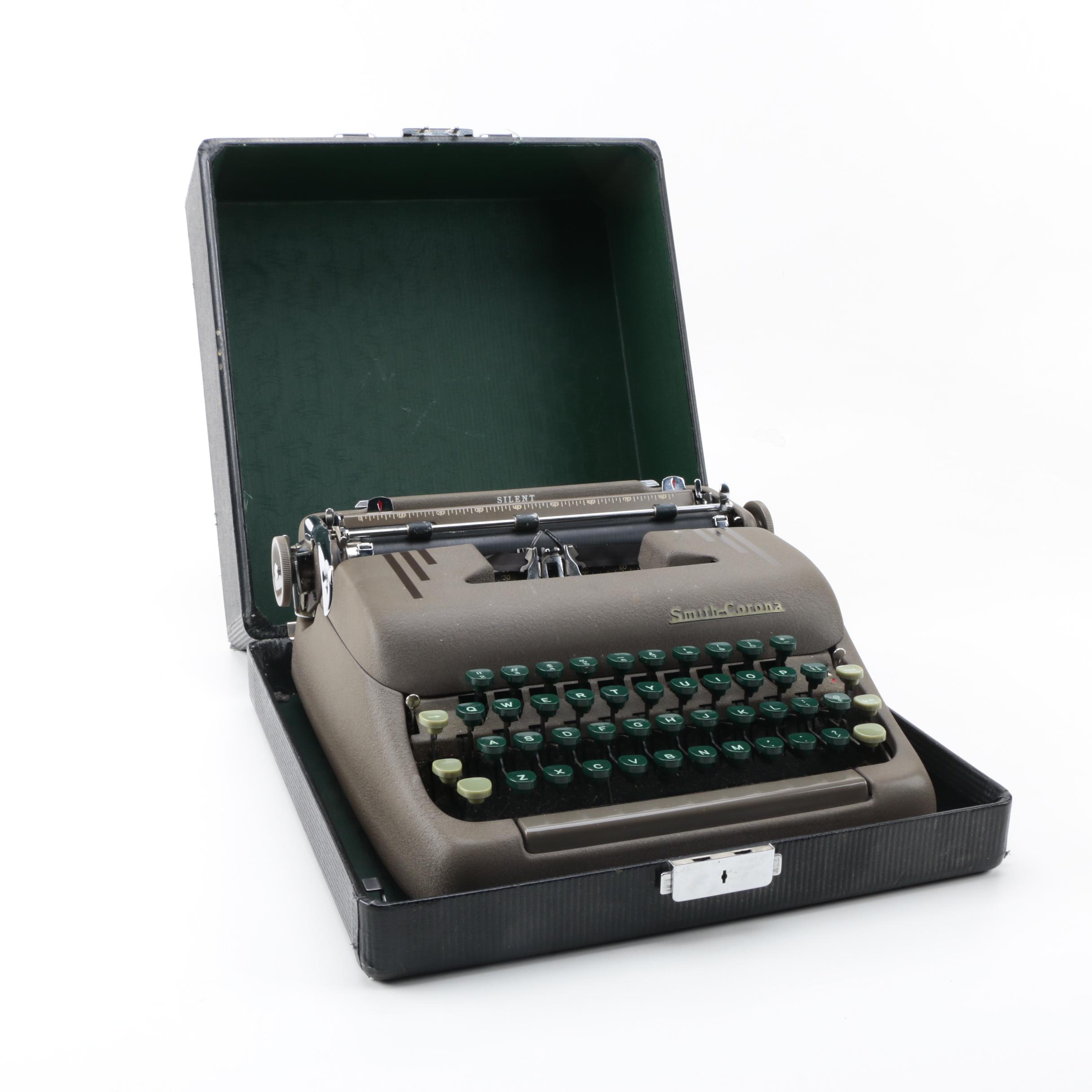 1950sEra SmithCorona Silent Portable Typewriter with Case EBTH