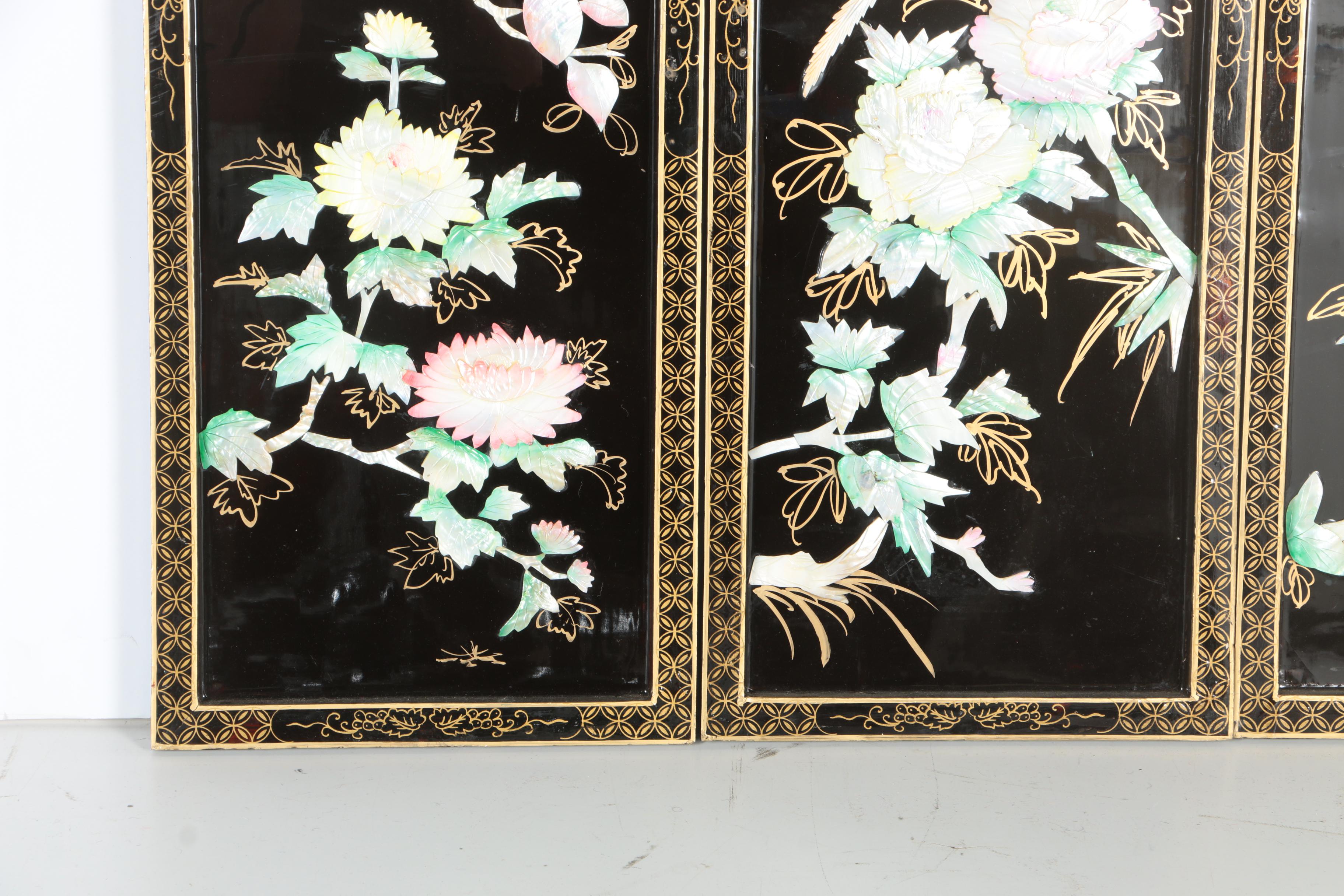 Chinese Lacquered Wall Panels of the Four Seasons | EBTH