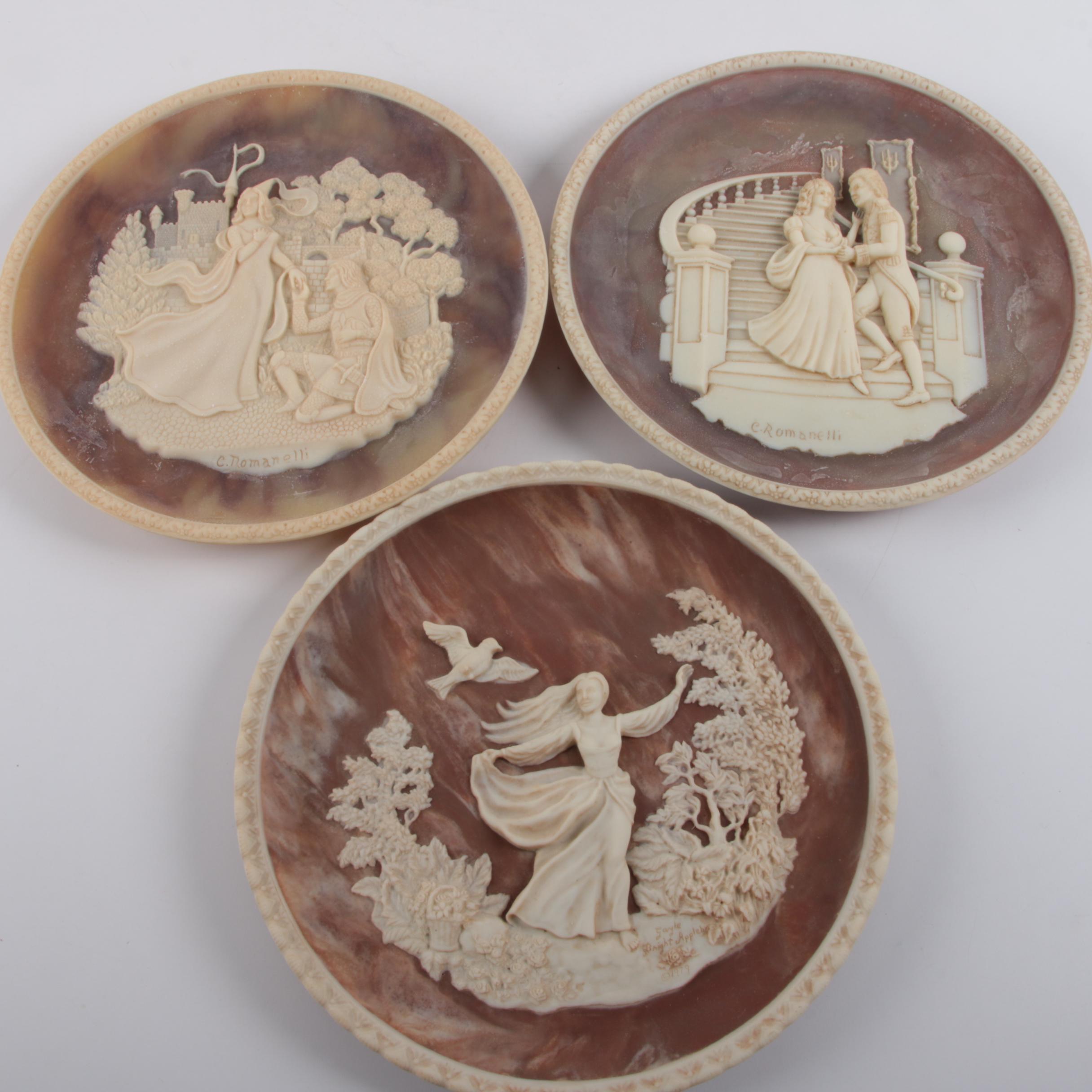 Incolay Stone Cameo Collector Plates Ebth