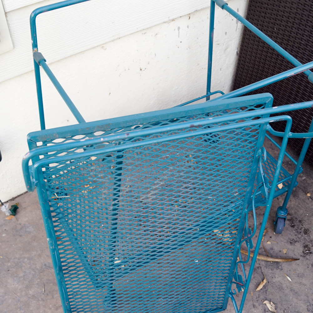 Blue Painted Metal Garden Cart EBTH