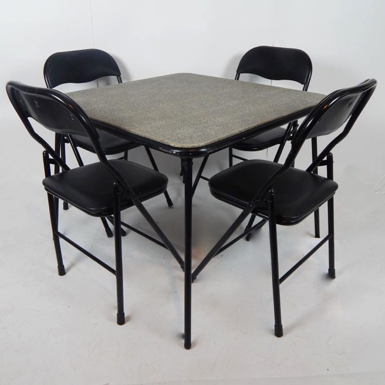 Cosco Black Folding Card Table And Four Metal Folding Chairs EBTH