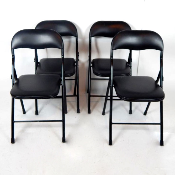 Cosco Black Folding Card Table And Four Metal Folding Chairs EBTH