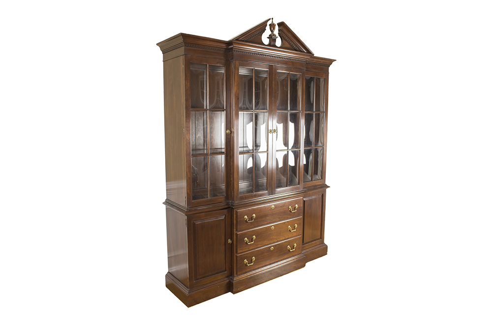 Ethan Allen Chippendale Style Breakfront China Cabinet Ebth