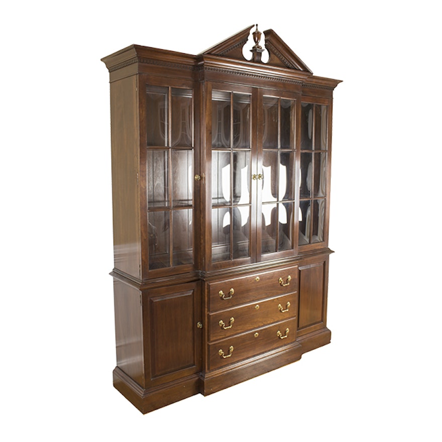Ethan Allen Chippendale Style Breakfront China Cabinet Ebth
