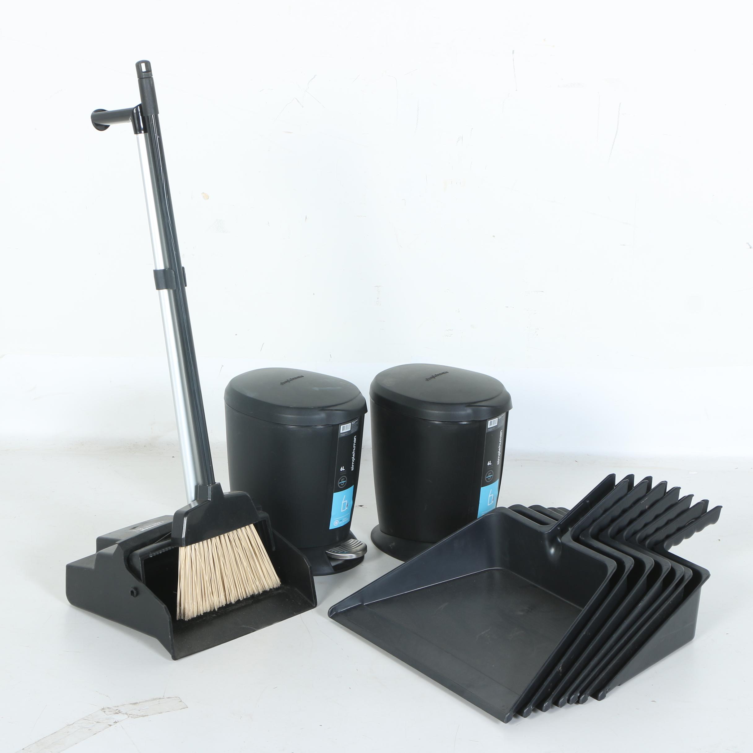 Simplehuman Trash Cans with Dust Pans and Broom EBTH