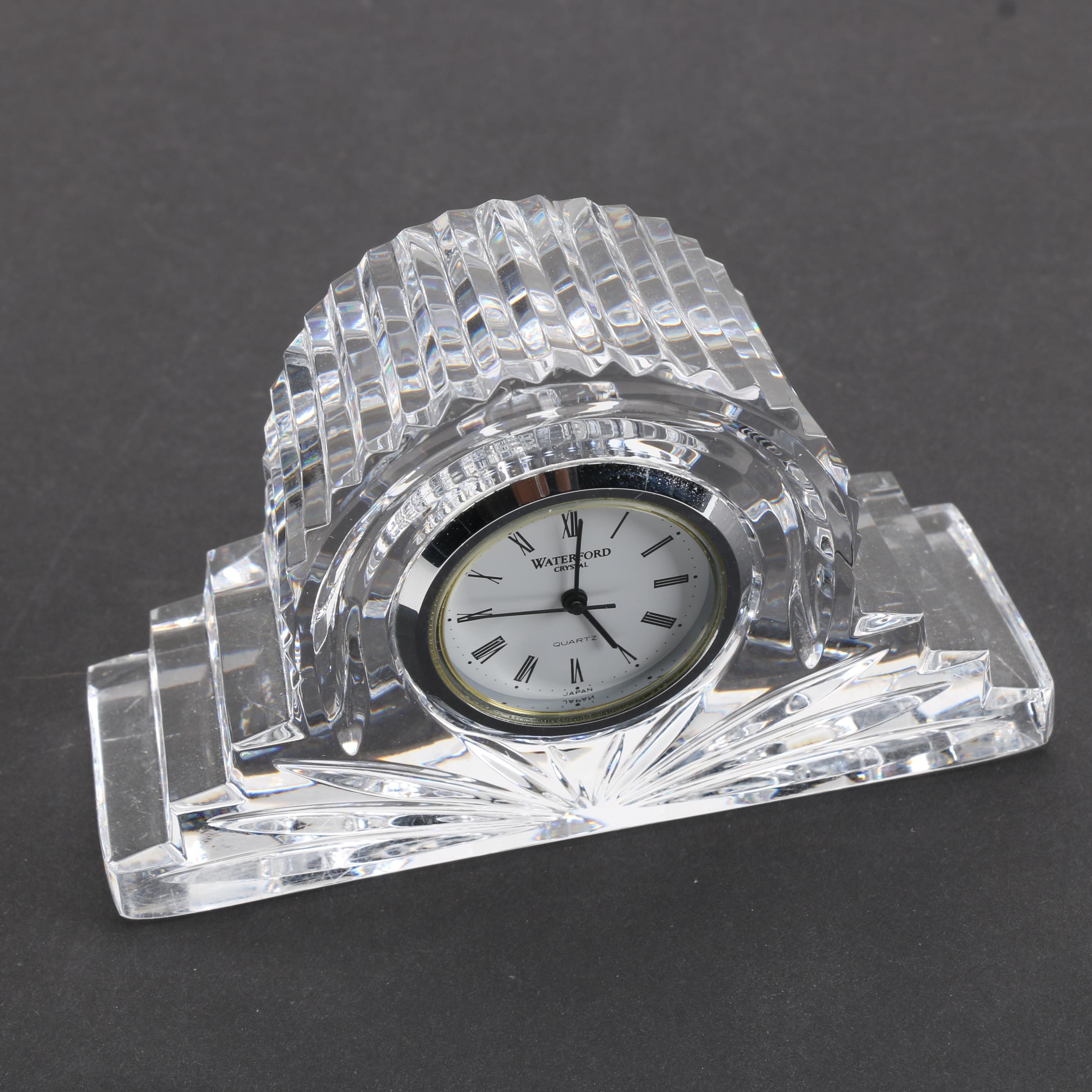 Assorted Small Shelf Clocks Featuring Waterford Crystal EBTH