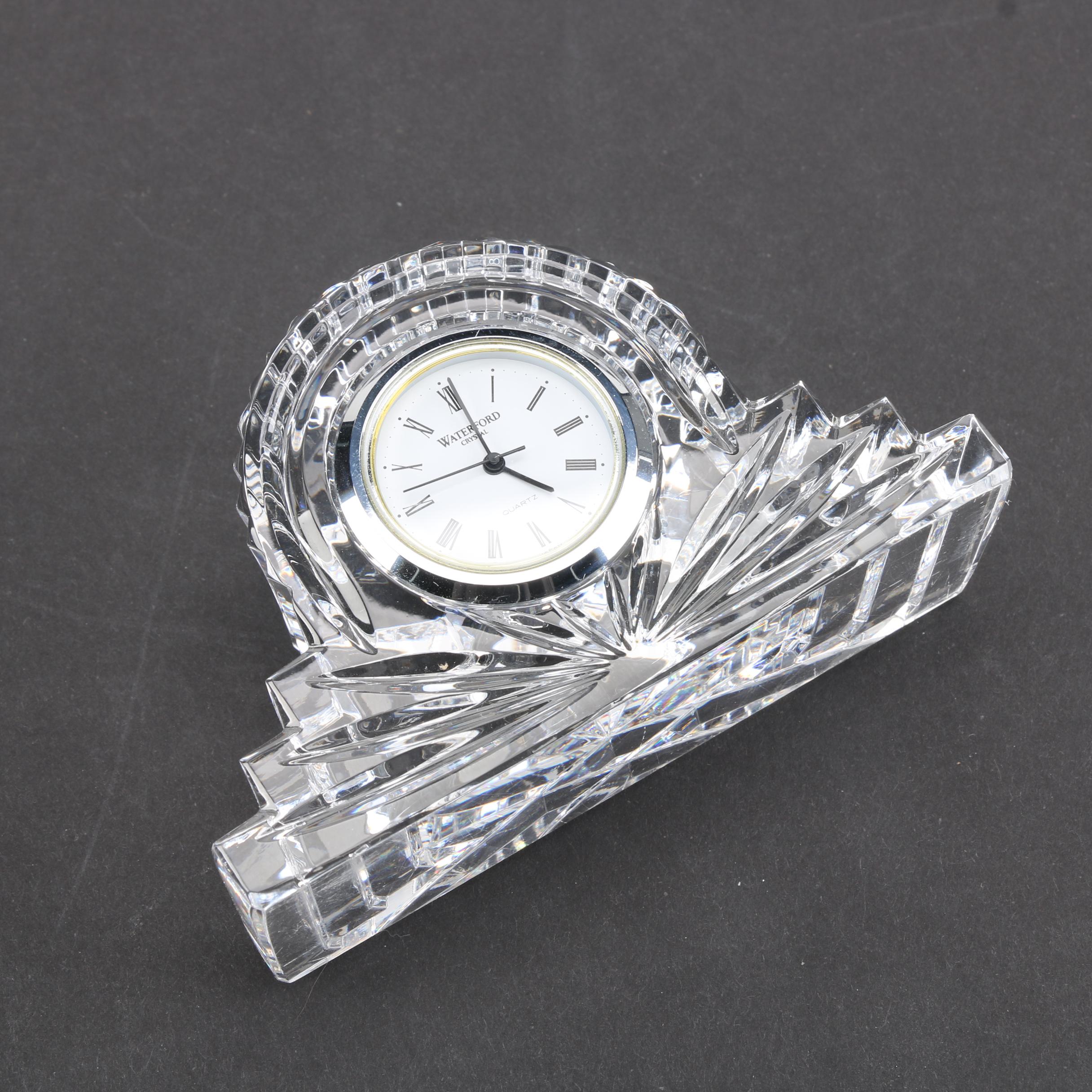 Assorted Small Shelf Clocks Featuring Waterford Crystal EBTH