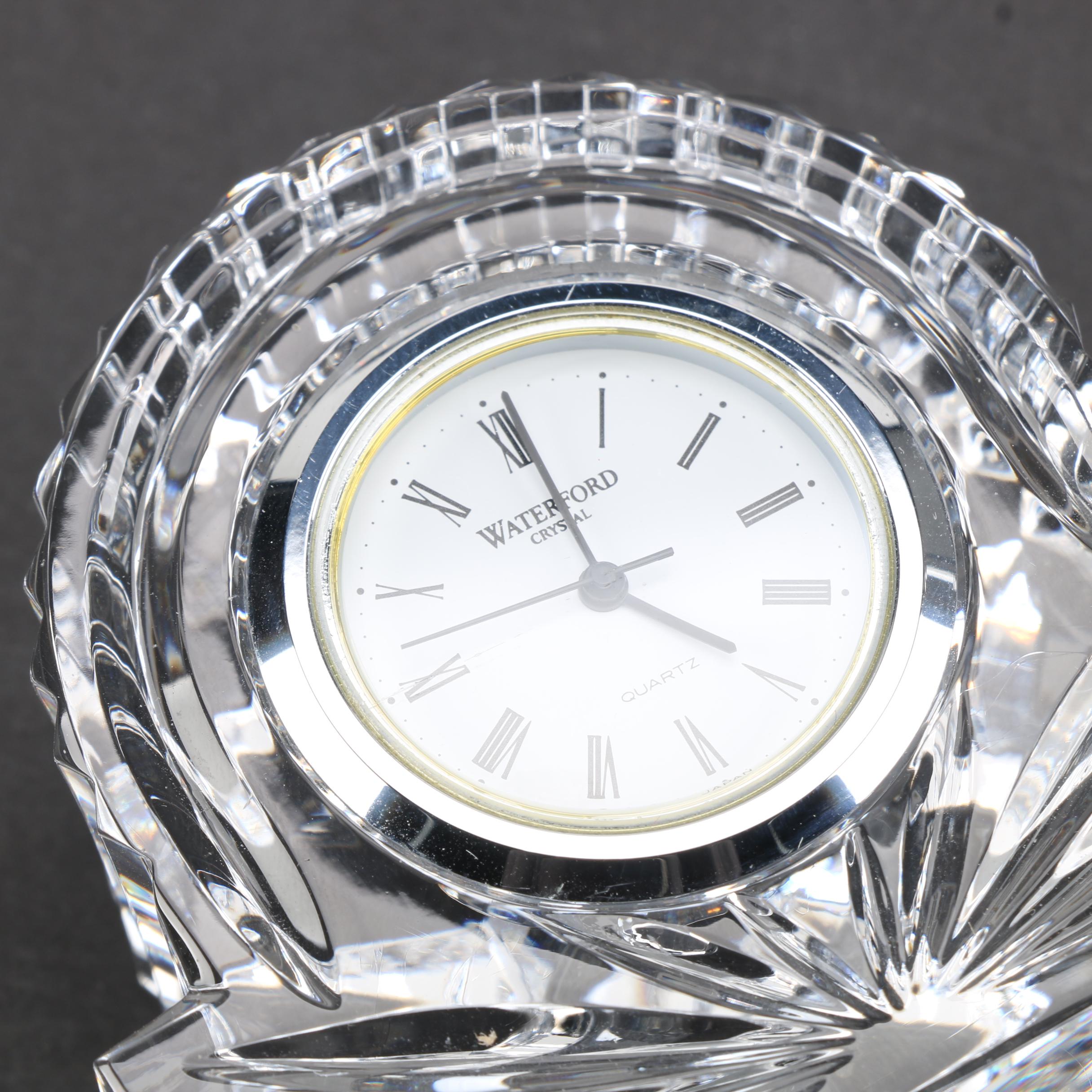 Assorted Small Shelf Clocks Featuring Waterford Crystal EBTH