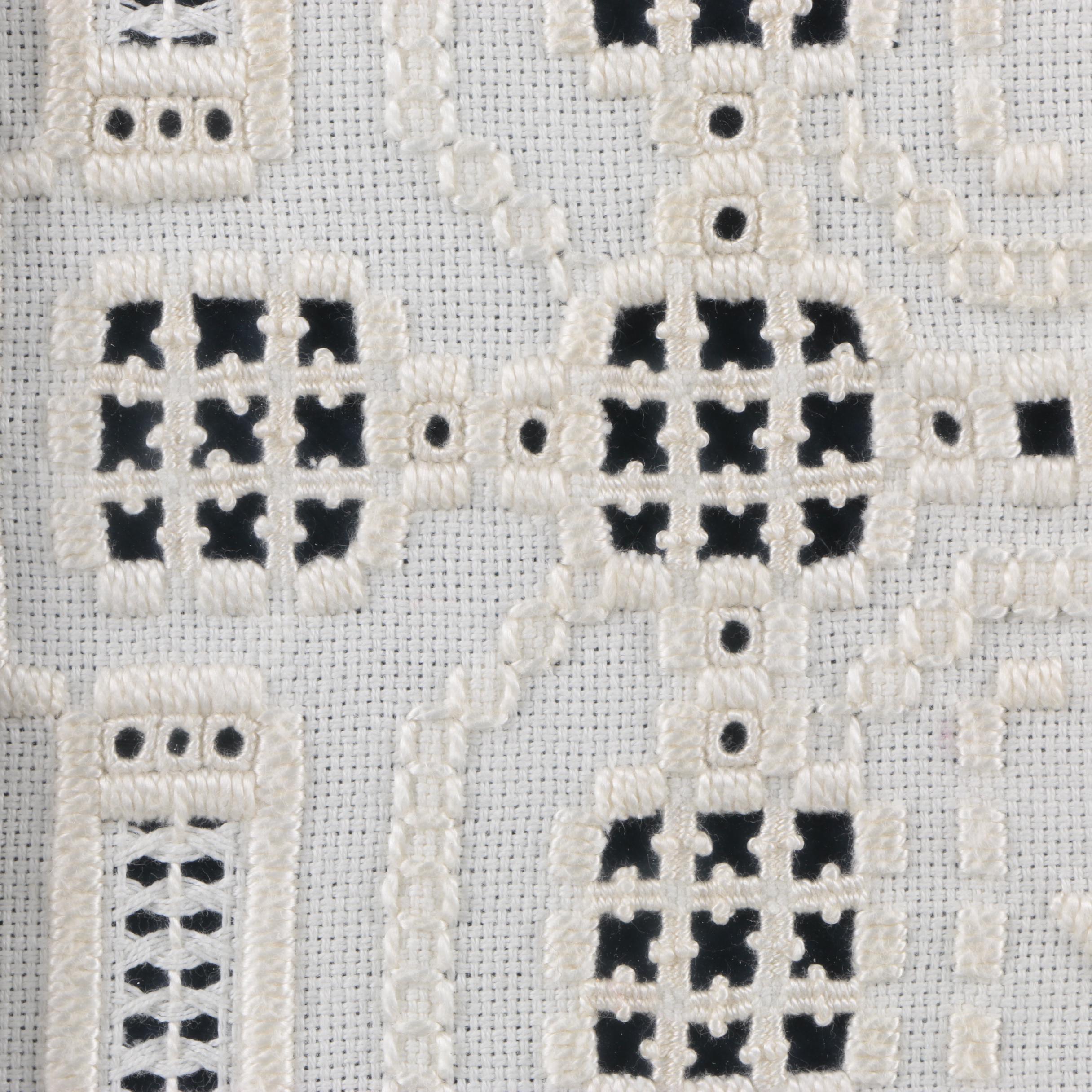 Hardanger Style Embroidered Textile with Star Pattern | EBTH