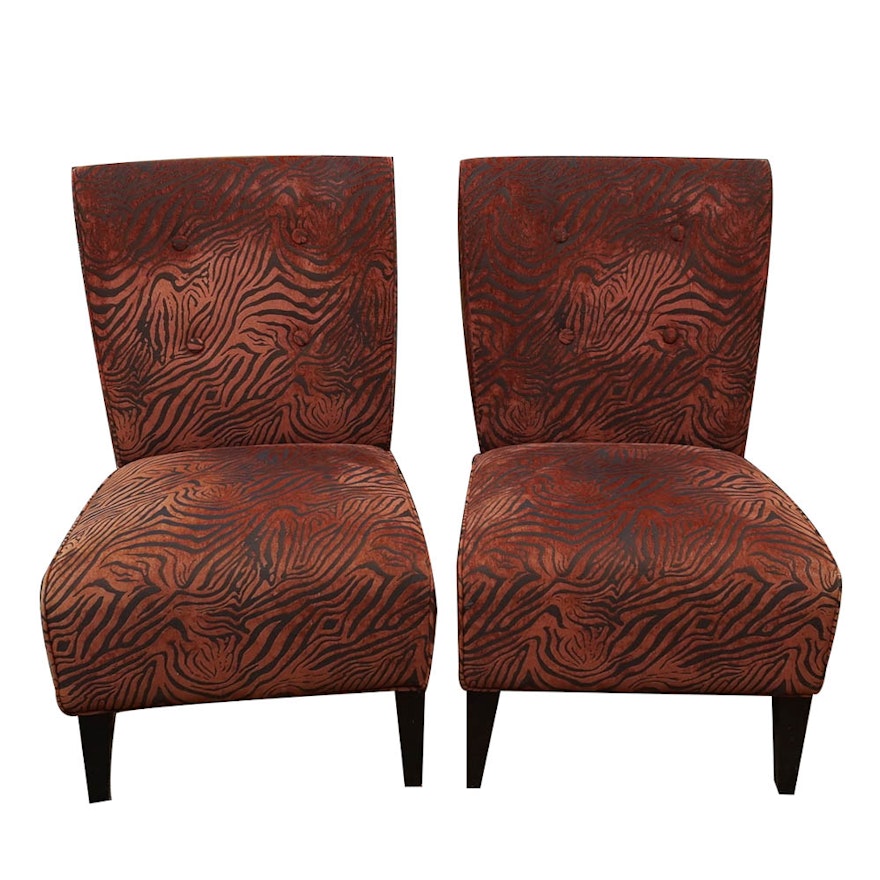 Pair Of Contemporary Upholstered Slipper Chairs By Pier 1 Imports