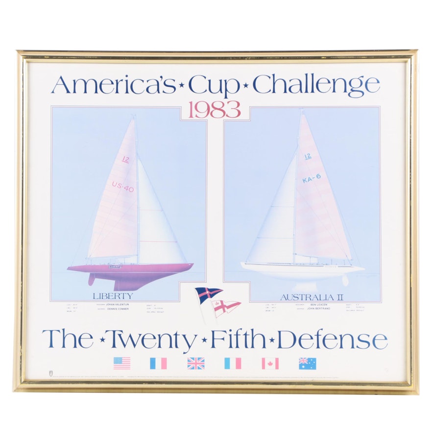 VINTAGE 1983 AMERICA'S CUP FRAMED POSTER