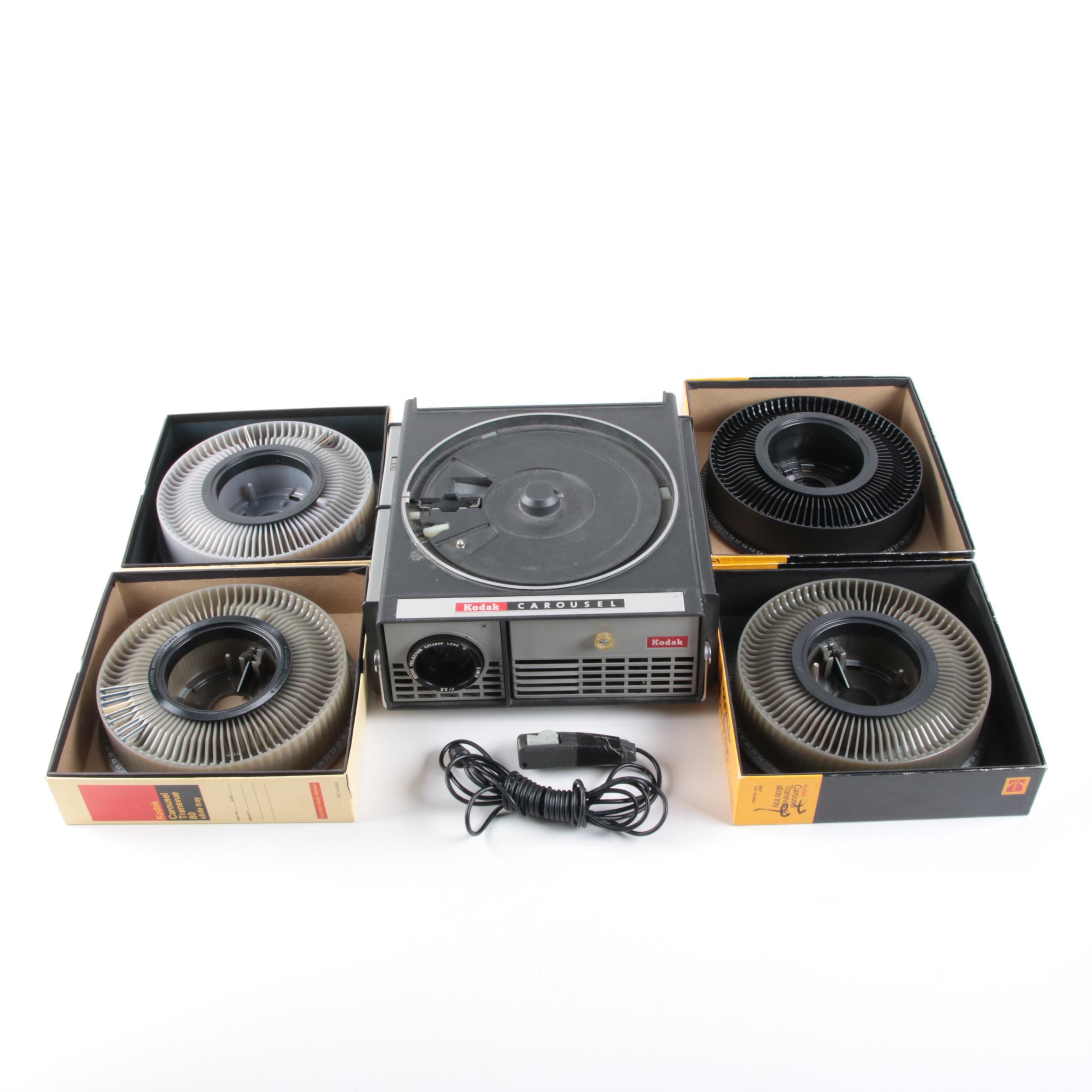 Vintage Kodak Carousel Projector and Slide Trays EBTH