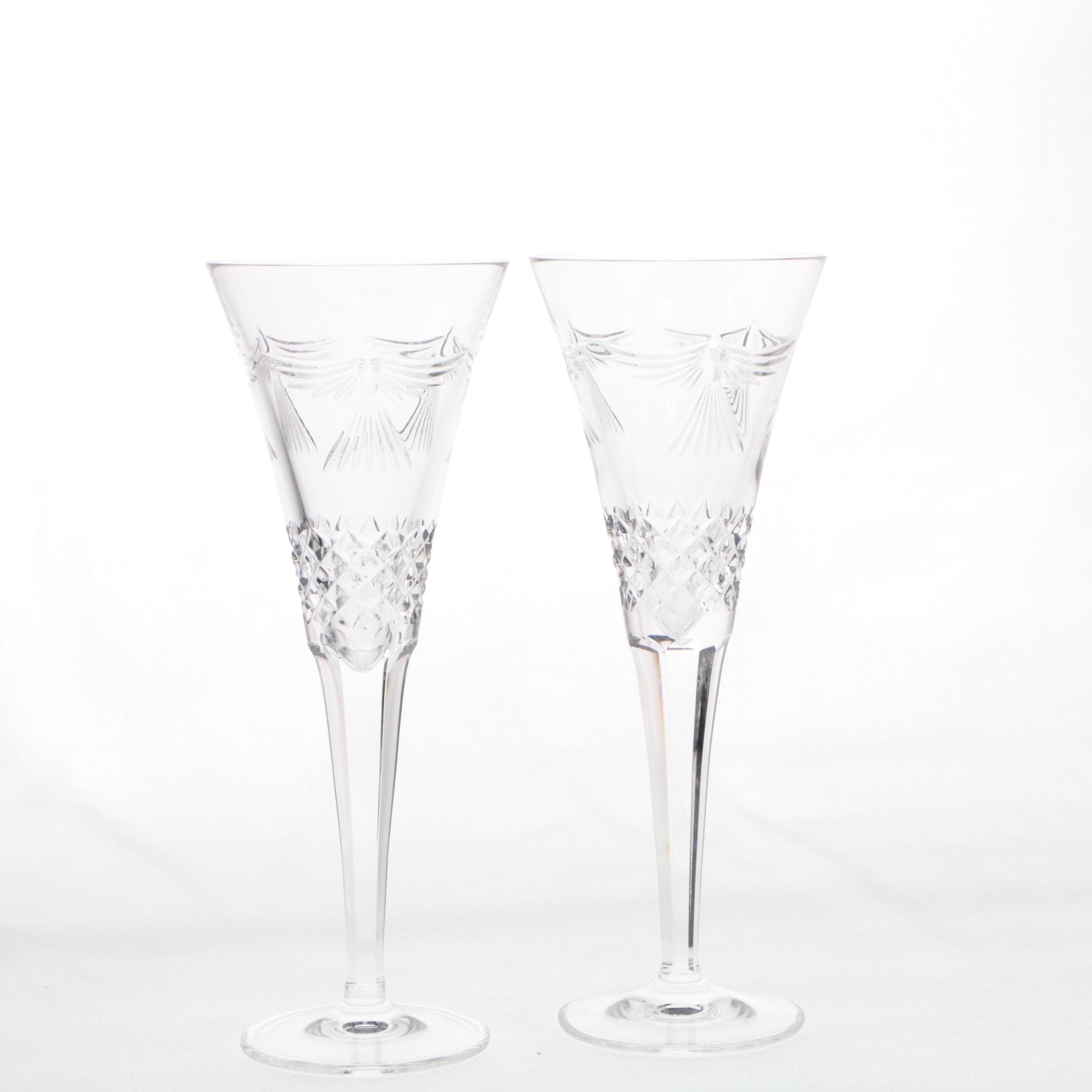Waterford Crystal "Millennium Series" Champagne Toasting Flutes EBTH