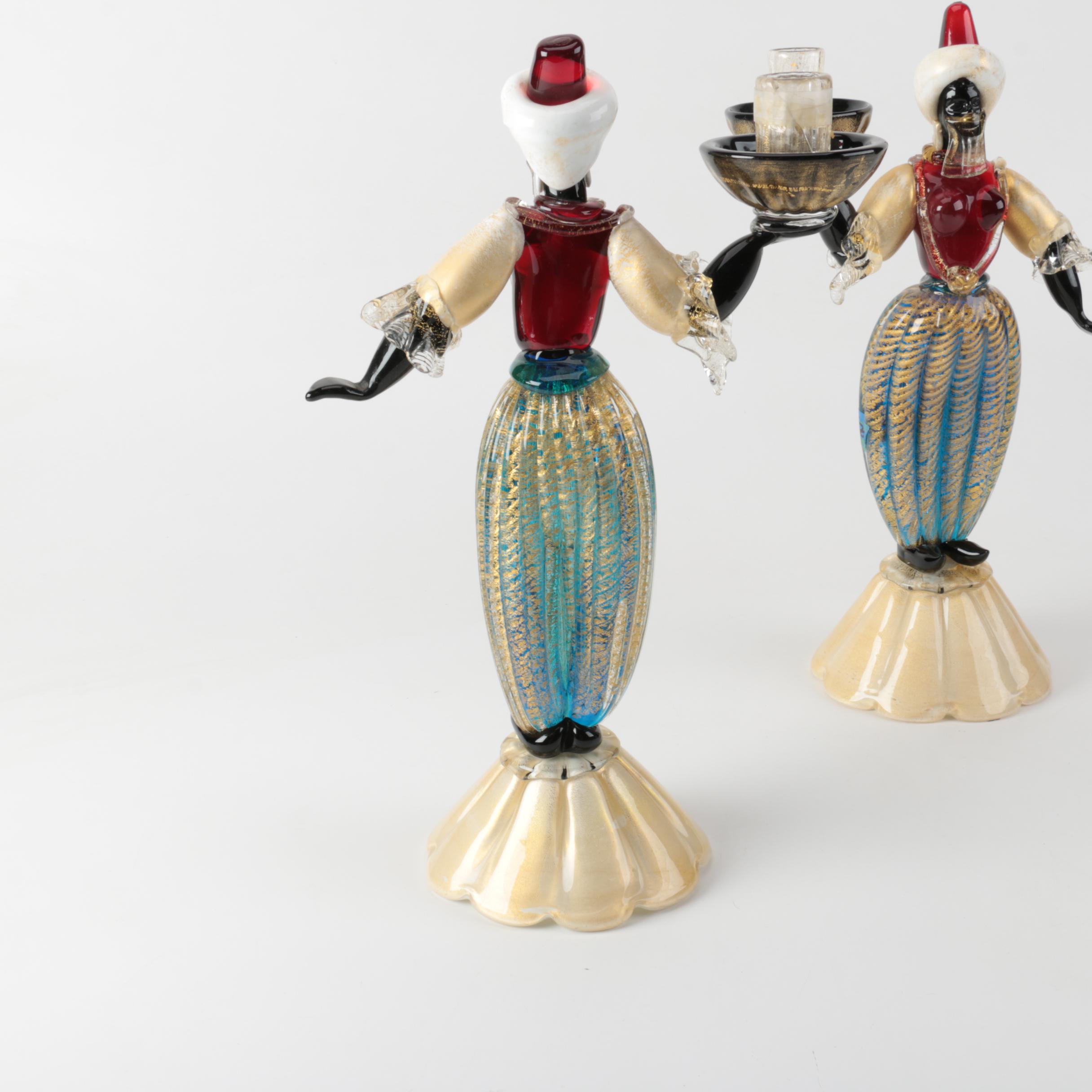 Vintage Murano Glass Blackamoor Figural Candlesticks EBTH