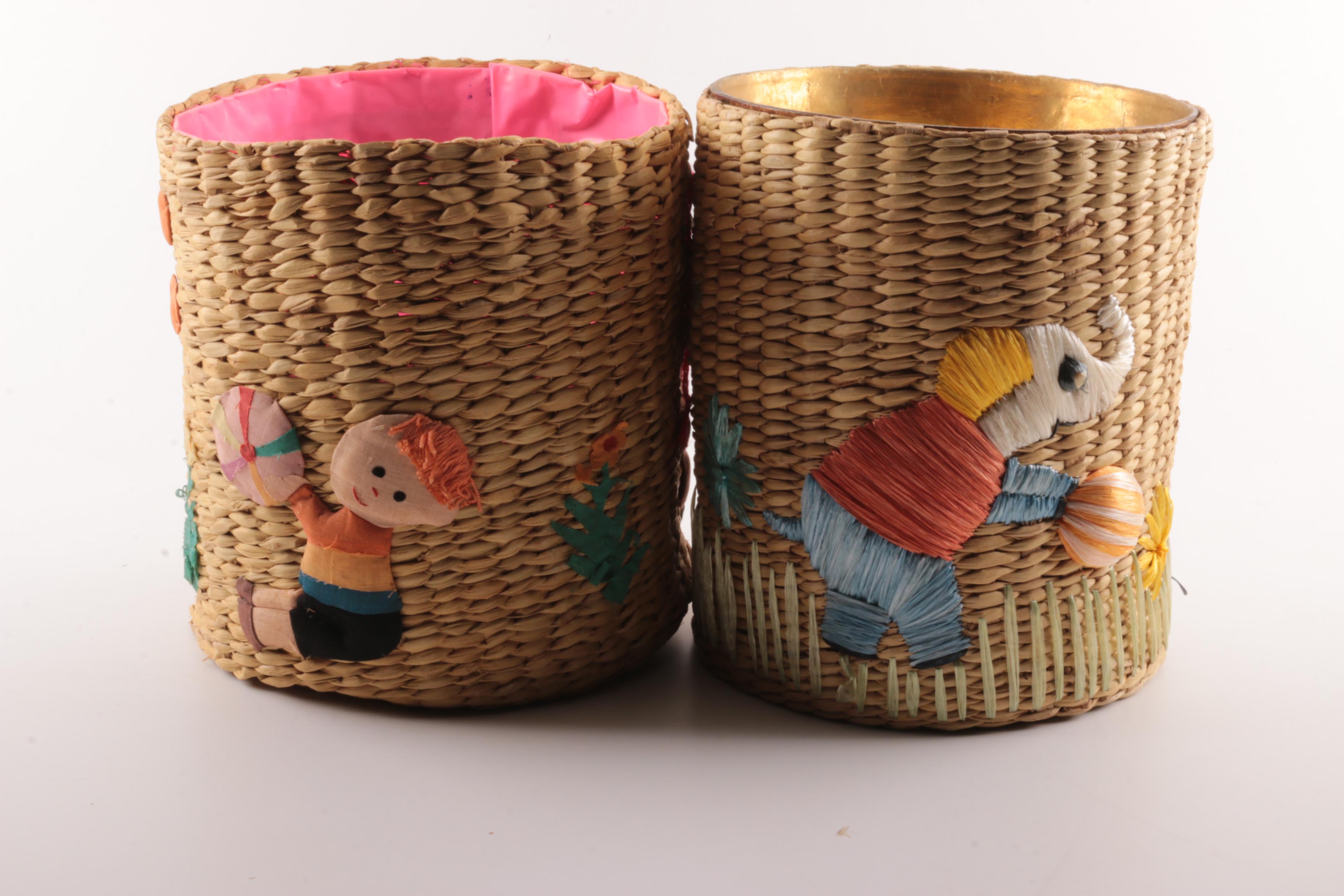 Children's Woven Wicker Wastebaskets EBTH