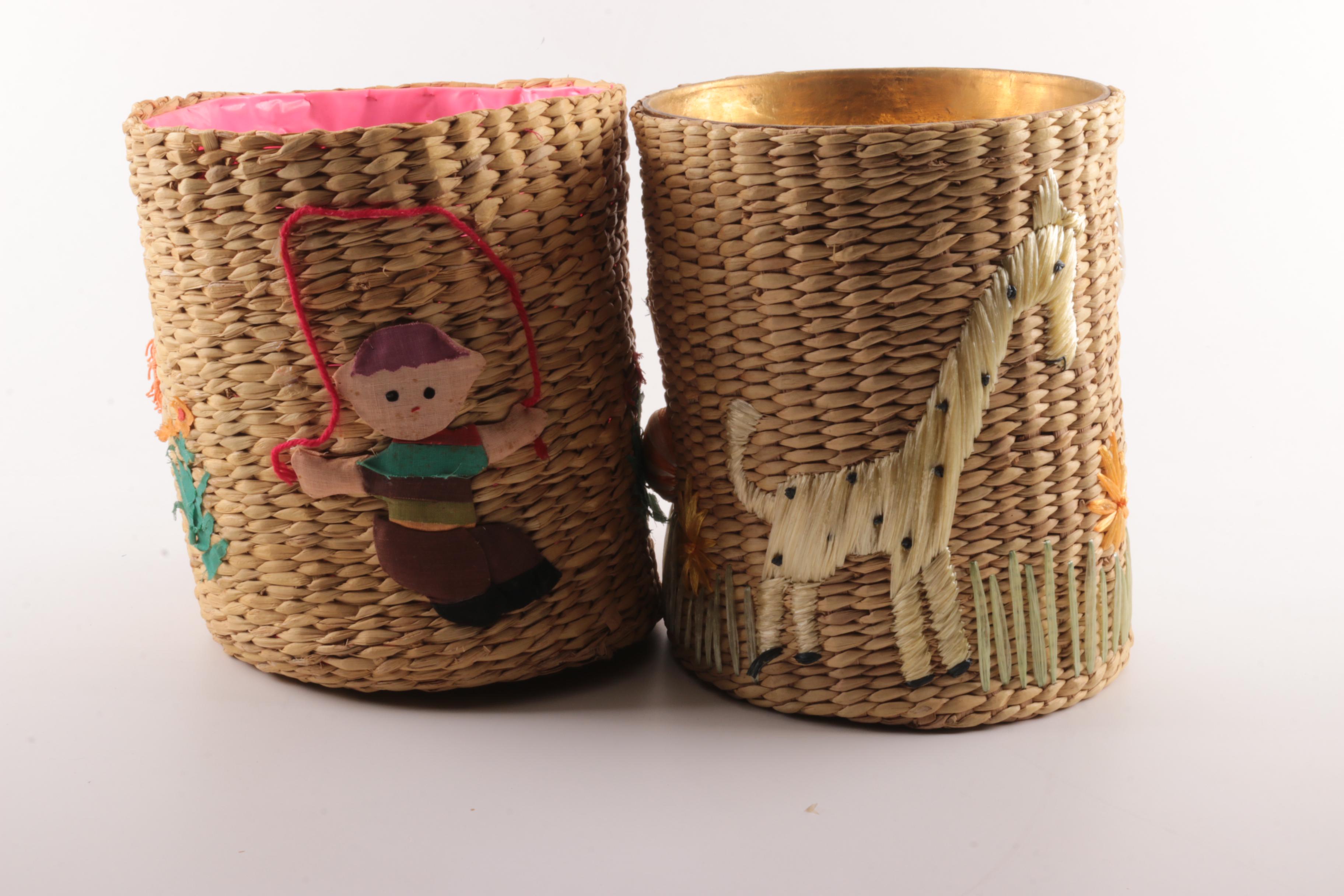 Children's Woven Wicker Wastebaskets EBTH
