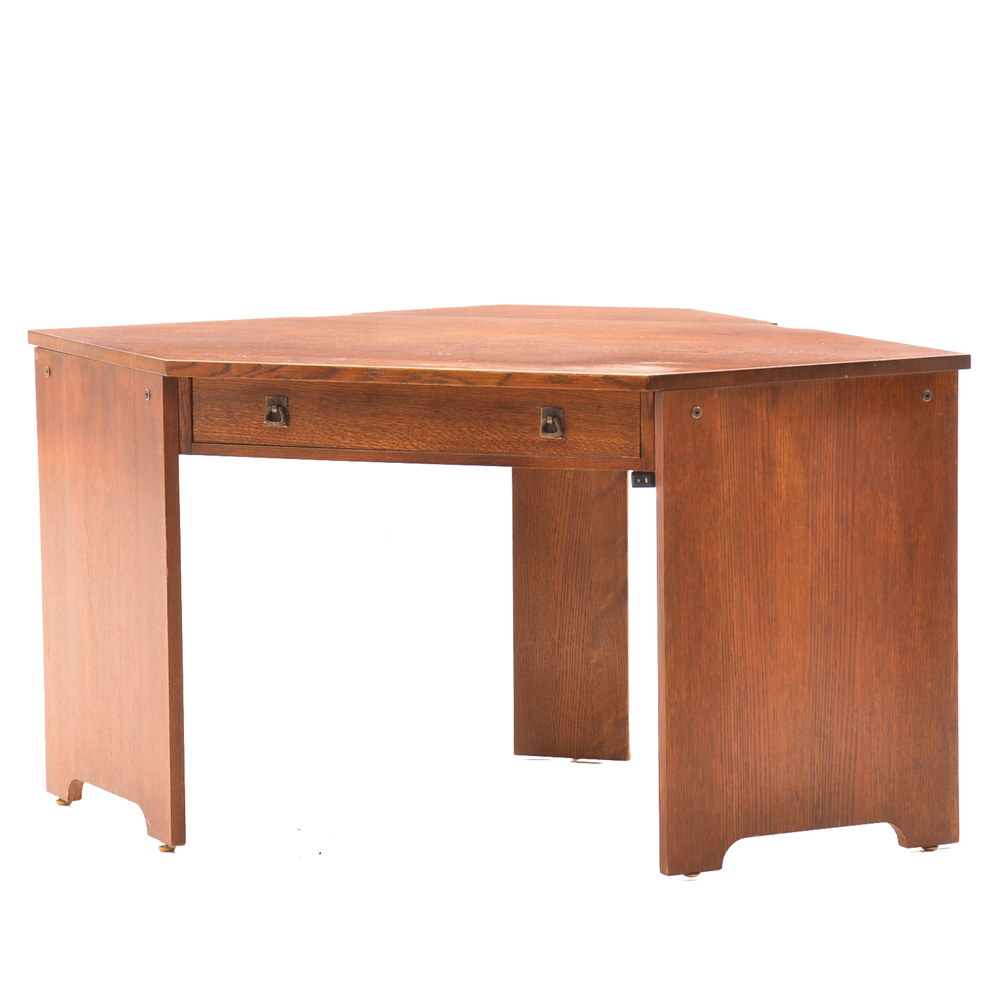 Signed Stickley Mission Collection Corner Desk Ebth