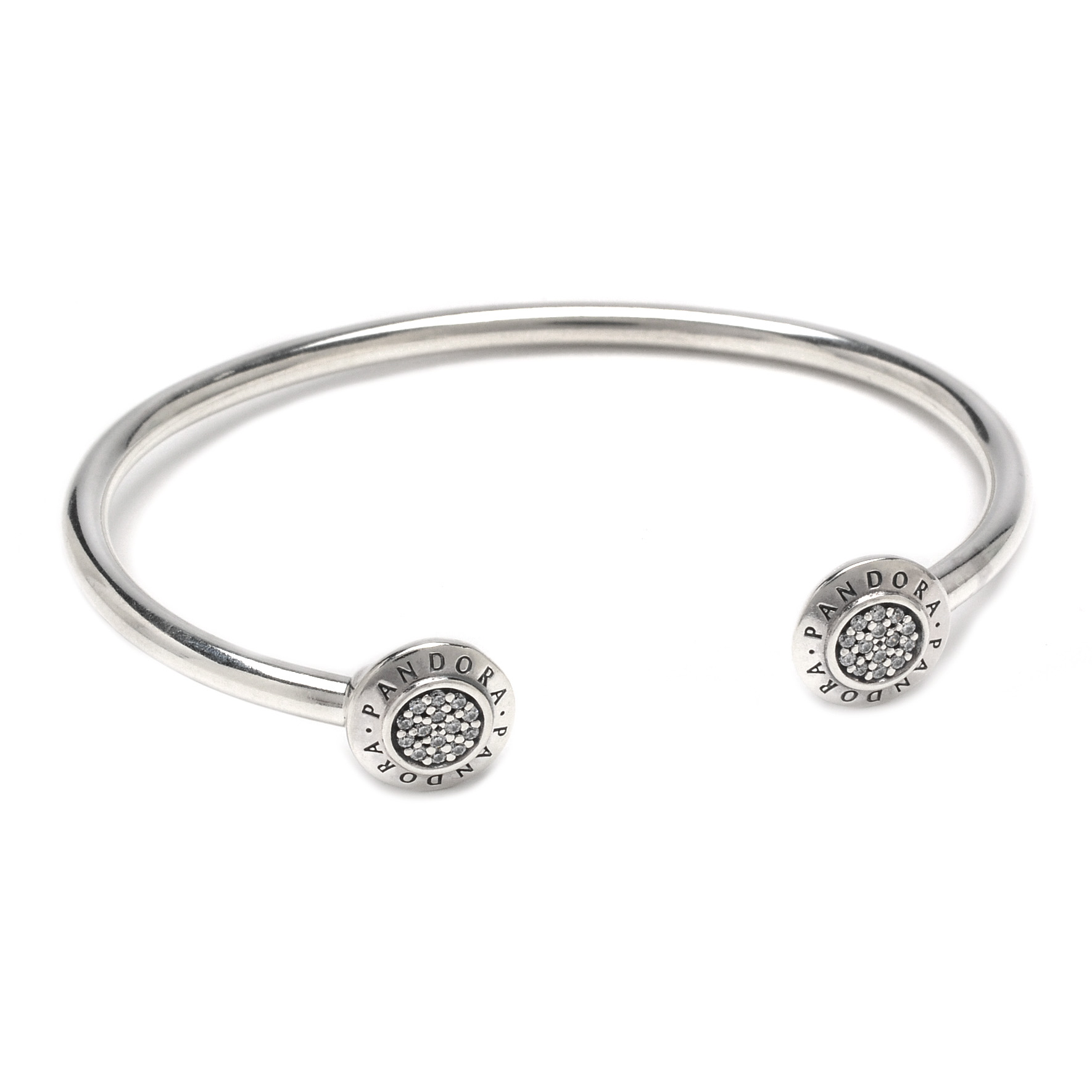 Sterling Silver Pandora 2016 Signature Open Bangle Bracelet with