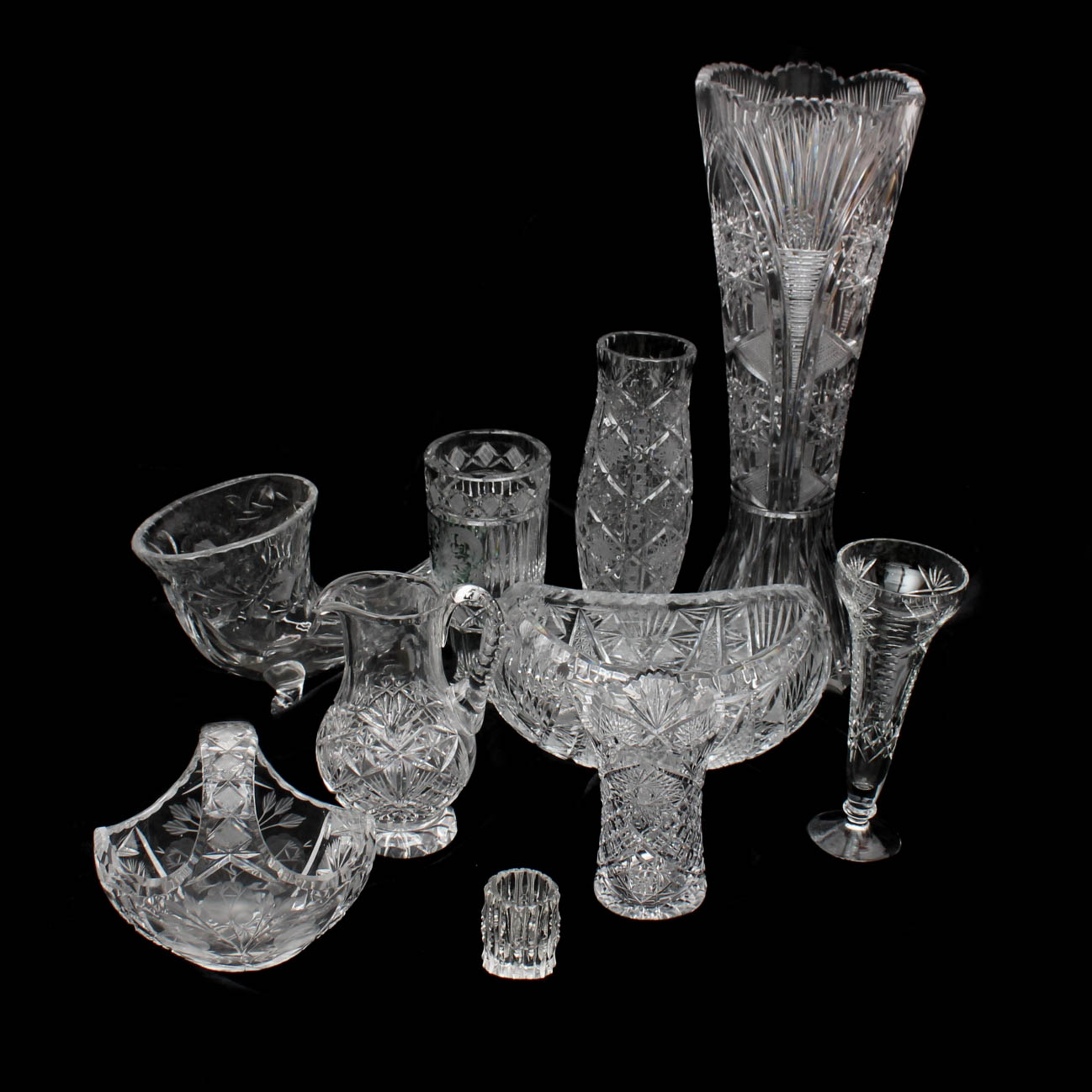 Vintage Cut Glass Vases And Tableware Ebth