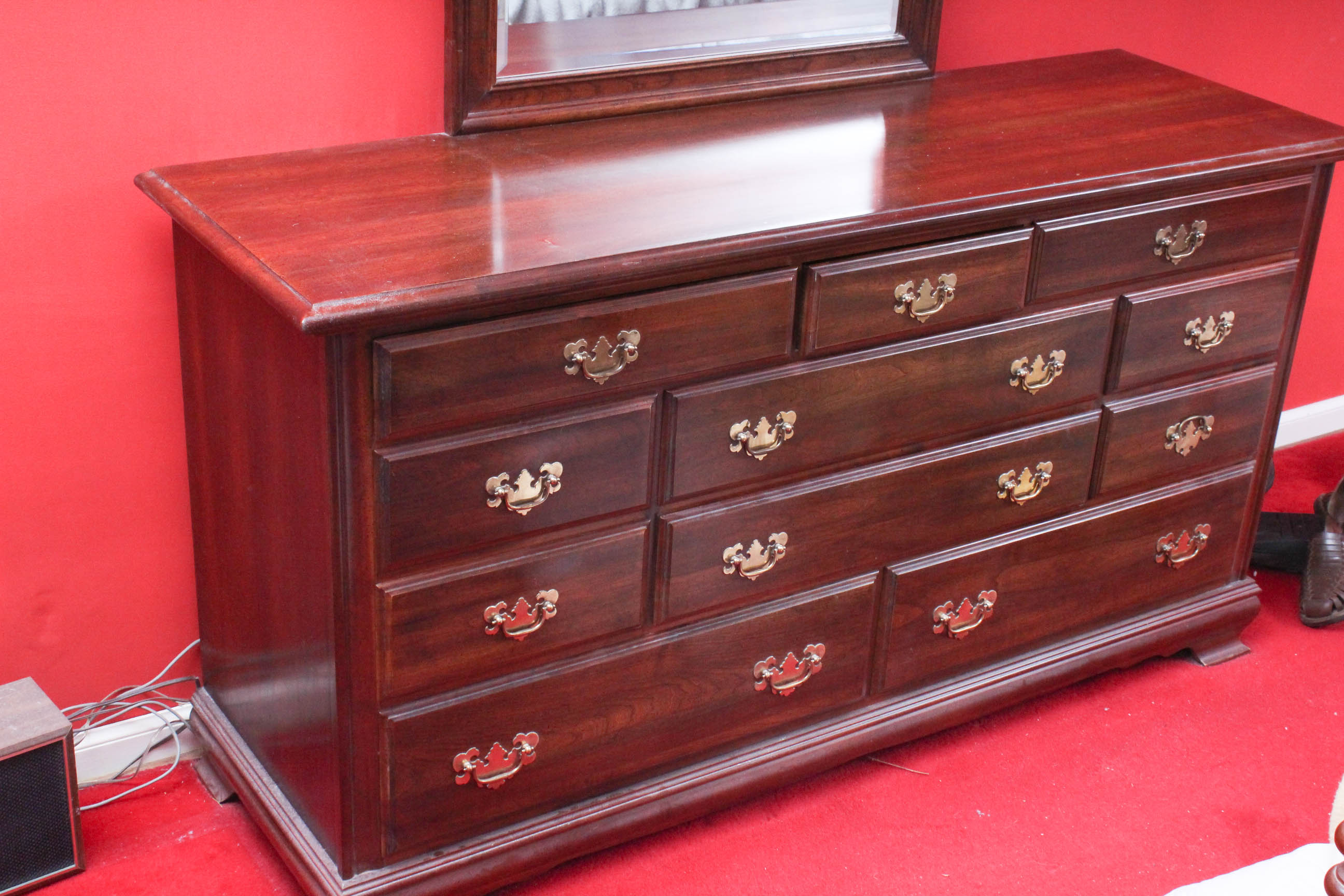 Vintage Cherry Dresser with Mirror EBTH
