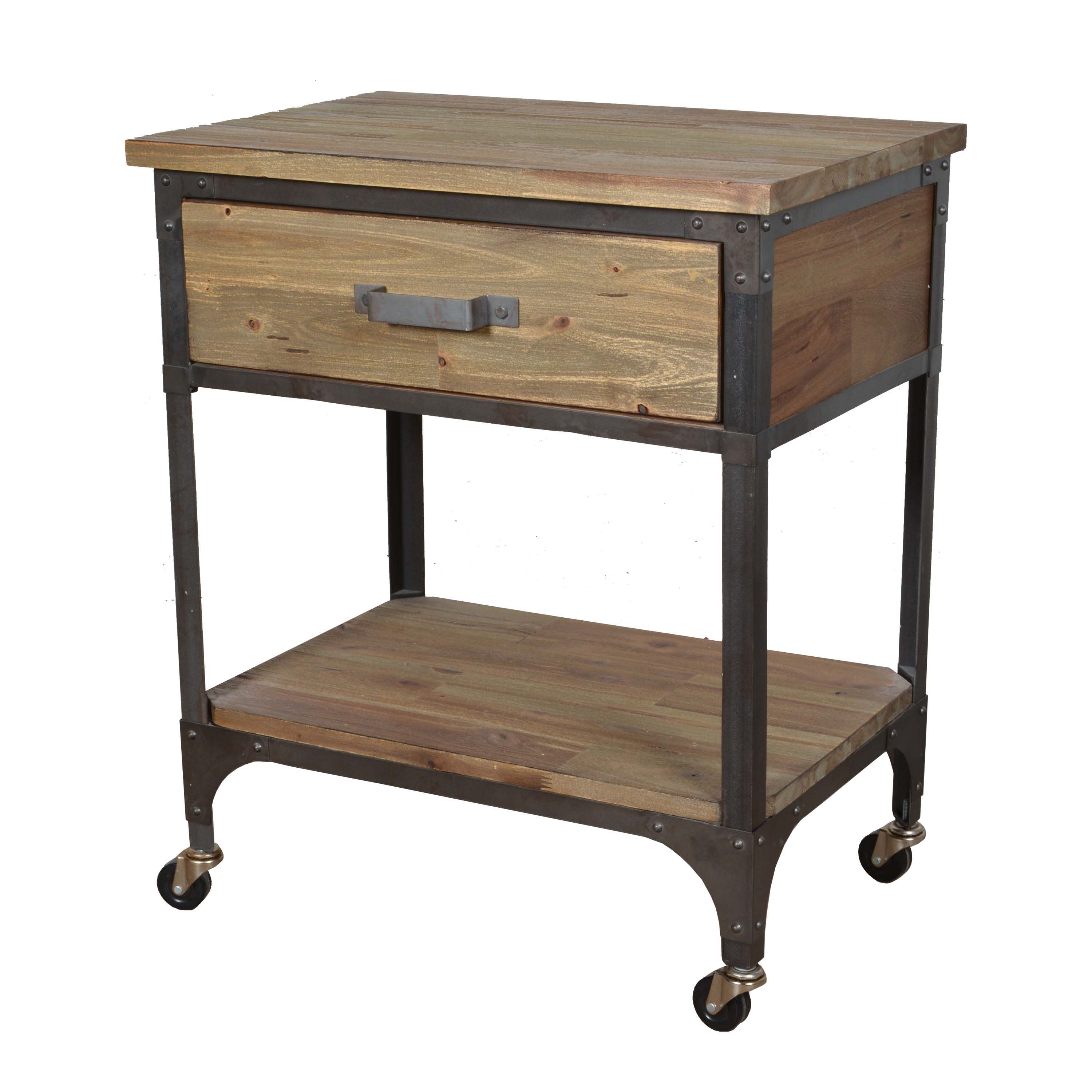 Industrial Style Rolling Side Table EBTH
