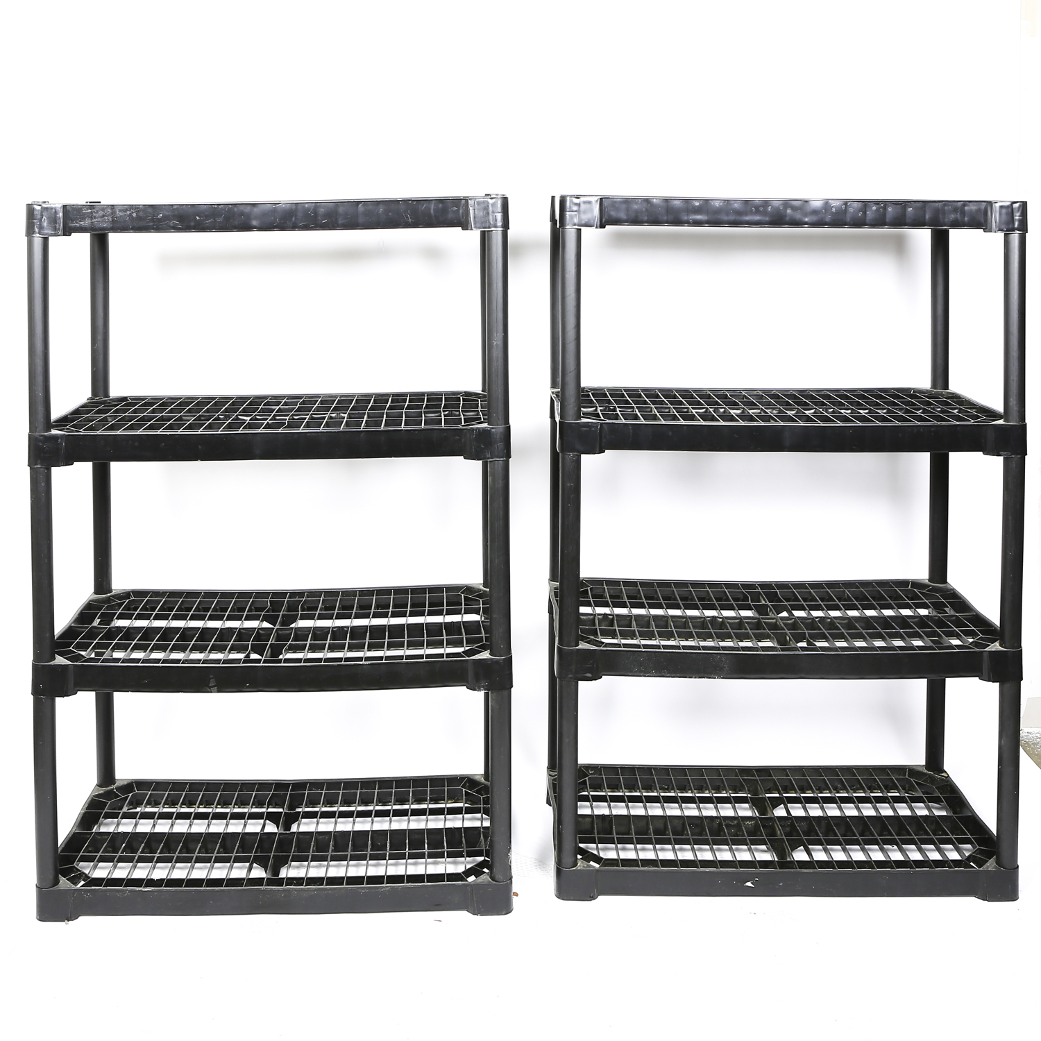 Pair of Black Plastic Storage Shelves EBTH