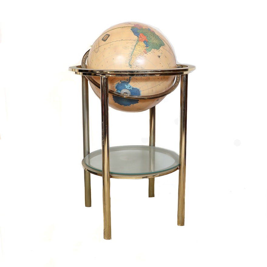 Cram S Antique World Globe With Floor Stand Ebth