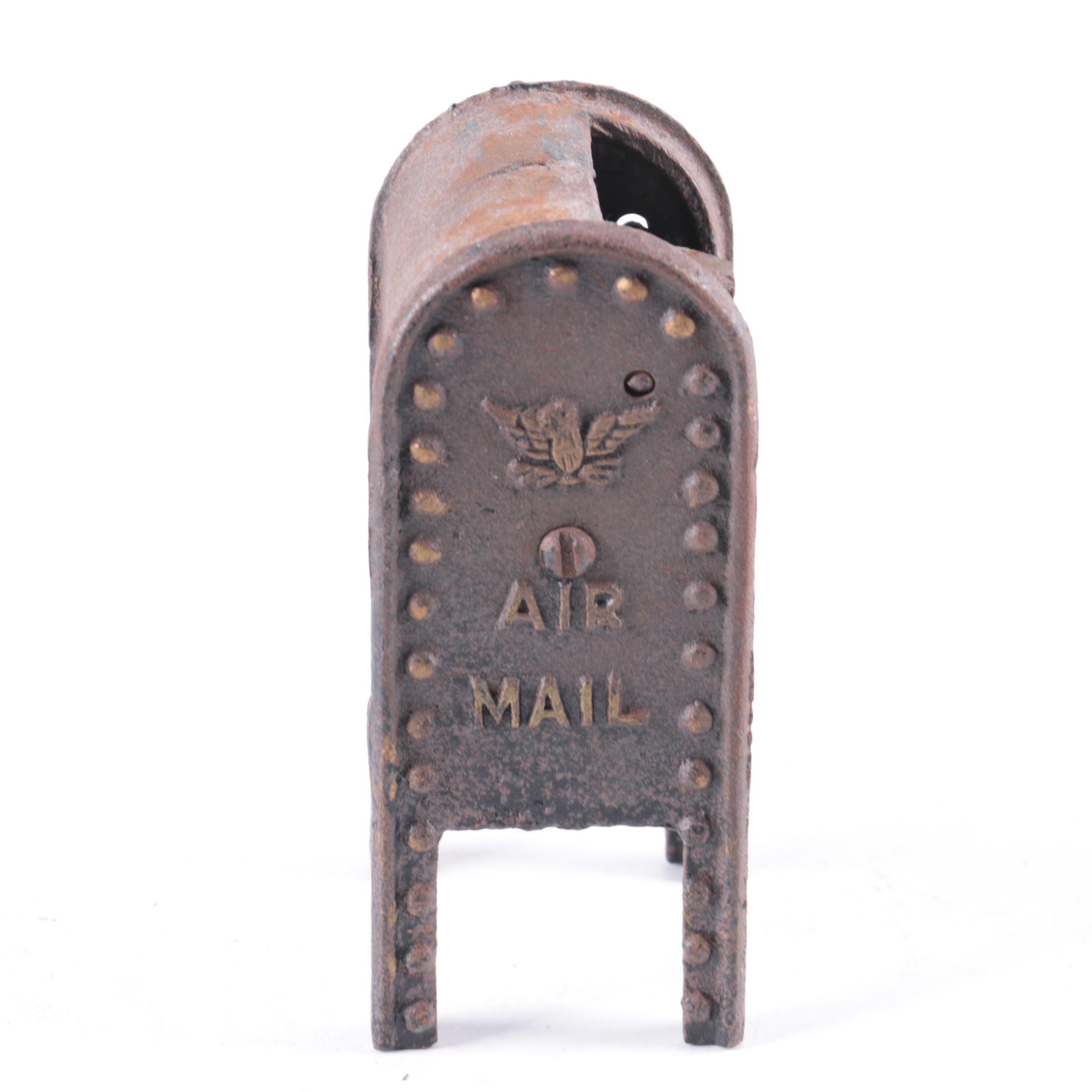 Vintage Cast Iron Mailbox Coin Bank EBTH