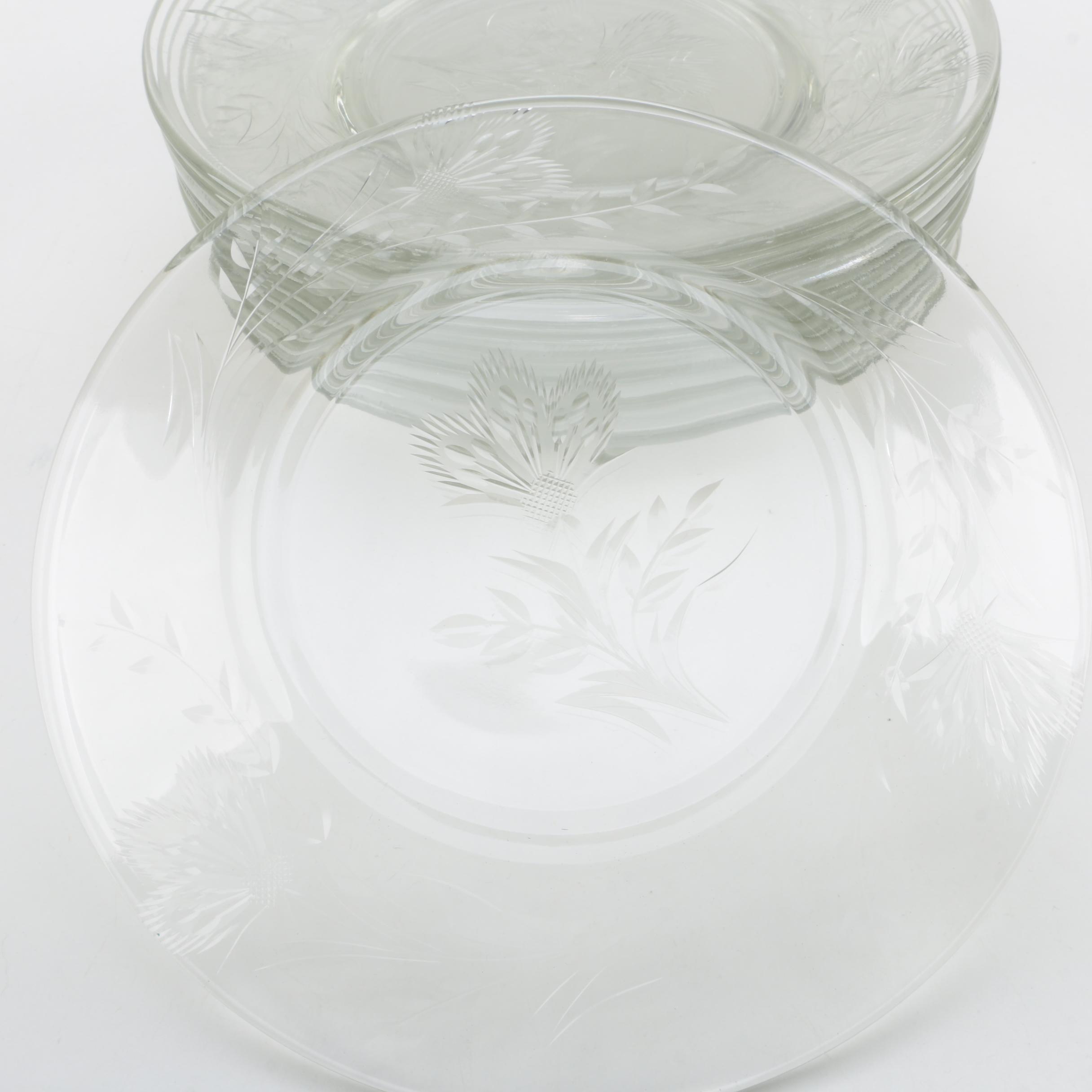 Vintage Etched Floral Glass Plates EBTH