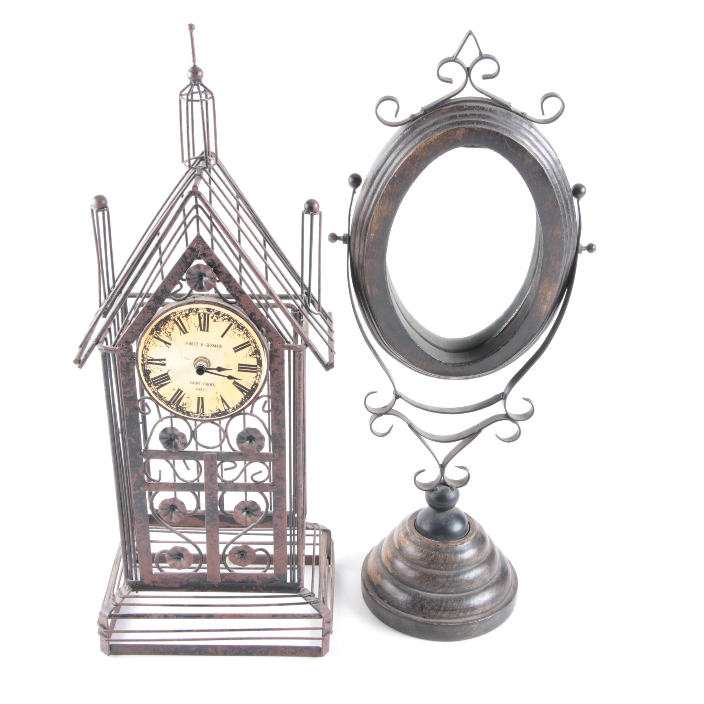 Poirot & Germain Clock and Footed Mirror EBTH