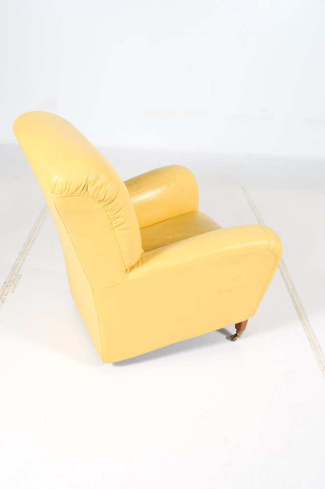 Mid Century Modern Style Yellow Leather Arm Chair EBTH