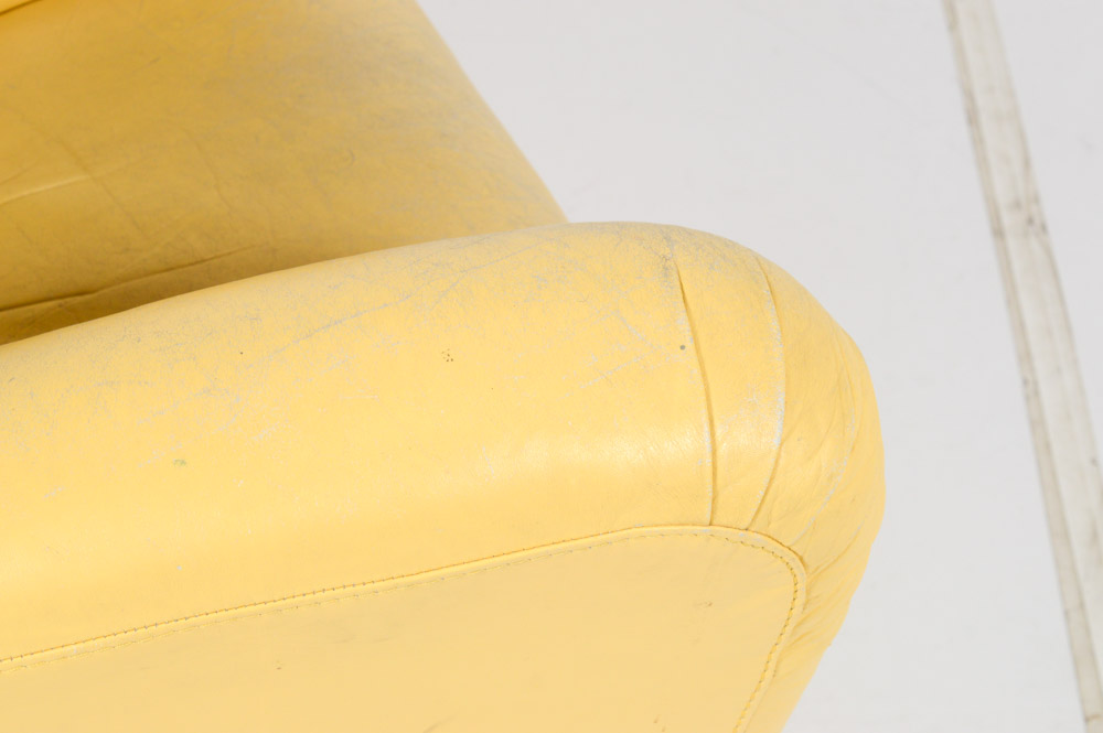 Mid Century Modern Style Yellow Leather Arm Chair EBTH