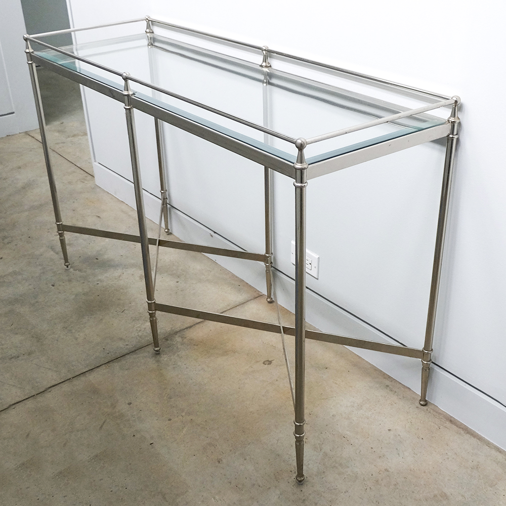 Brushed Nickel and Glass Console Table EBTH