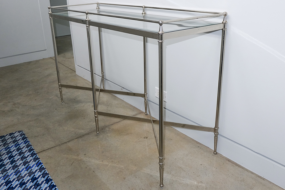 Brushed Nickel and Glass Console Table EBTH