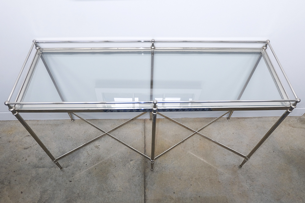 Brushed Nickel and Glass Console Table EBTH