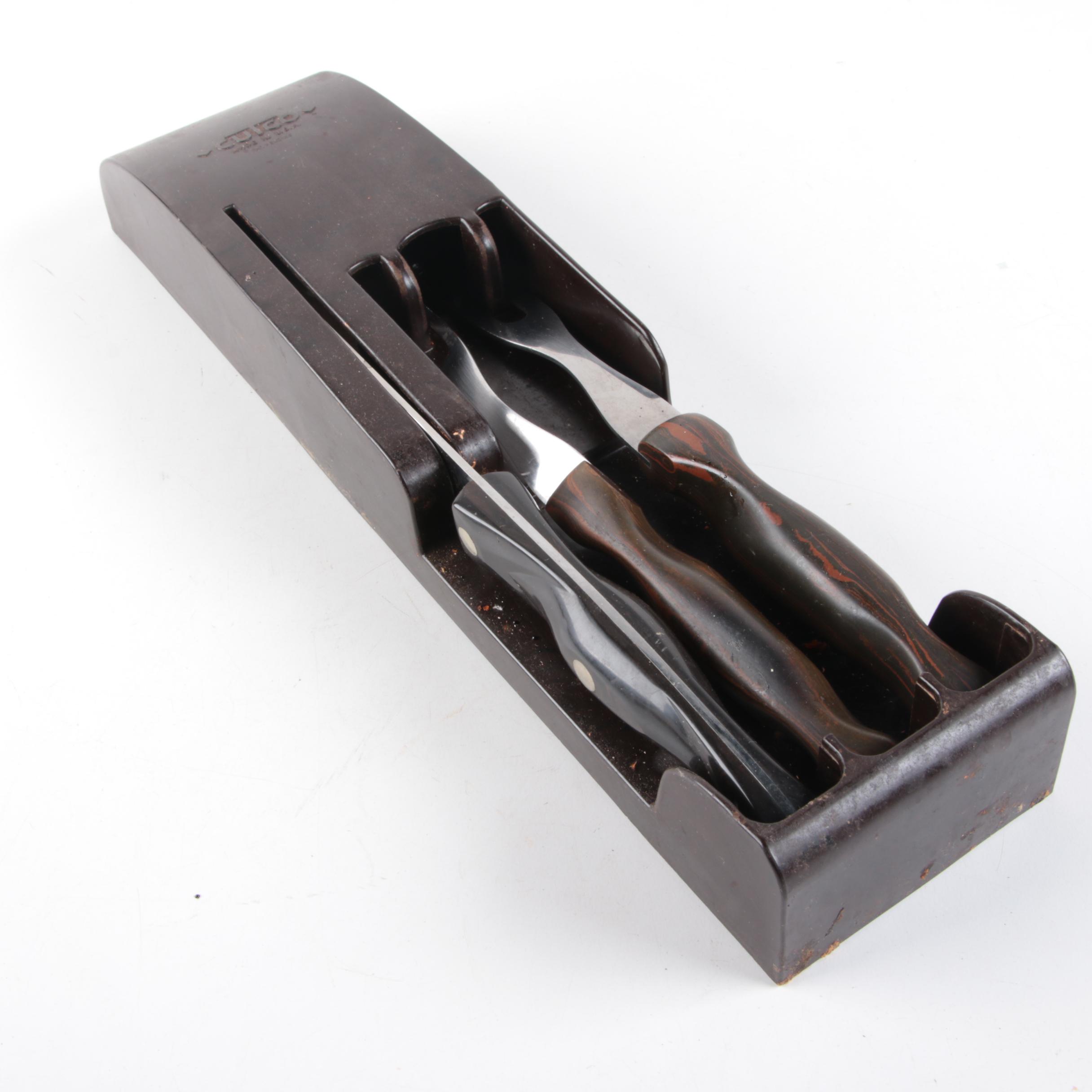 Robo Knife Sharpener with Cutco Knives Featuring Rosewood Handles EBTH