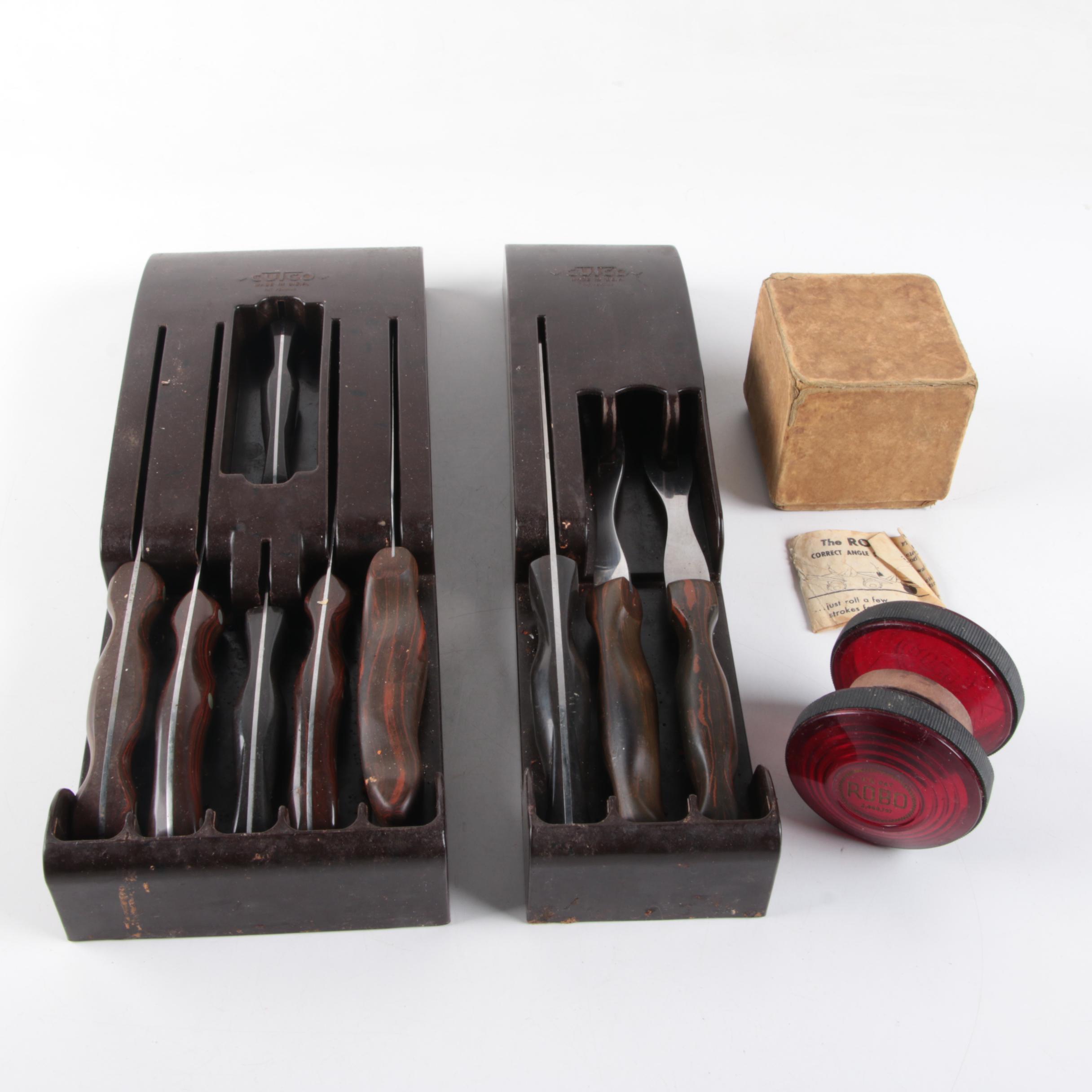 Robo Knife Sharpener with Cutco Knives Featuring Rosewood Handles EBTH