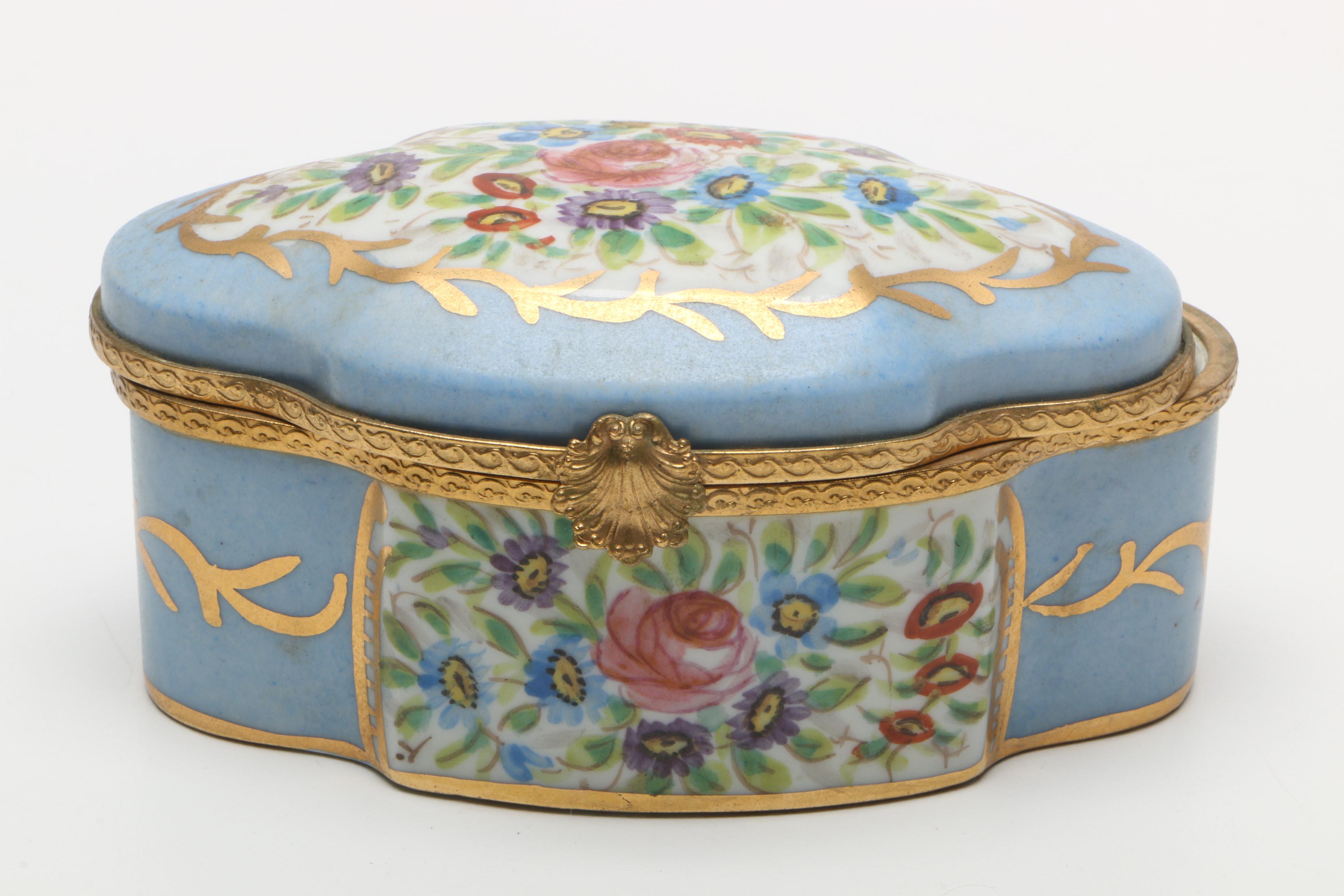Limoges Hand Painted Porcelain Trinket Box EBTH