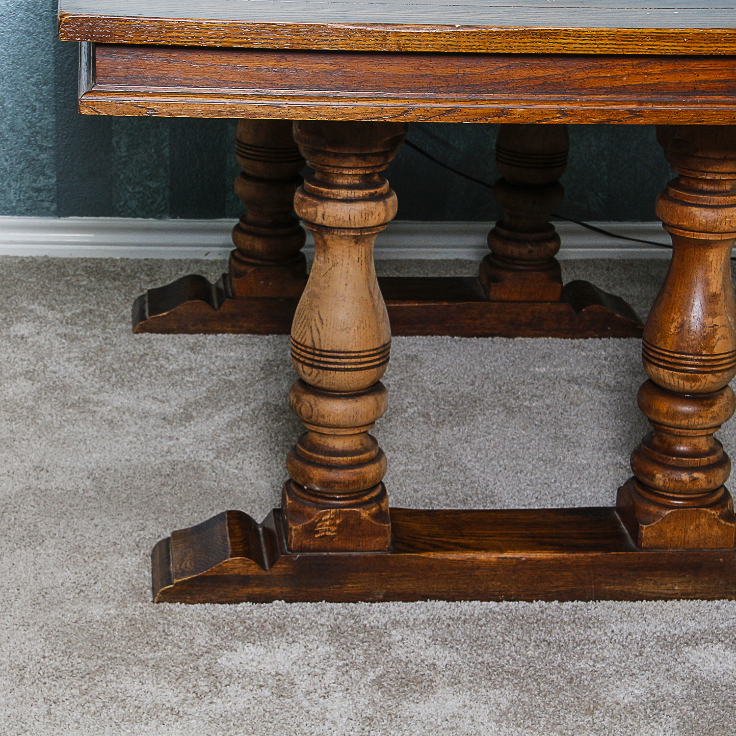 Vintage Oak Trestle Base Dining Table | EBTH