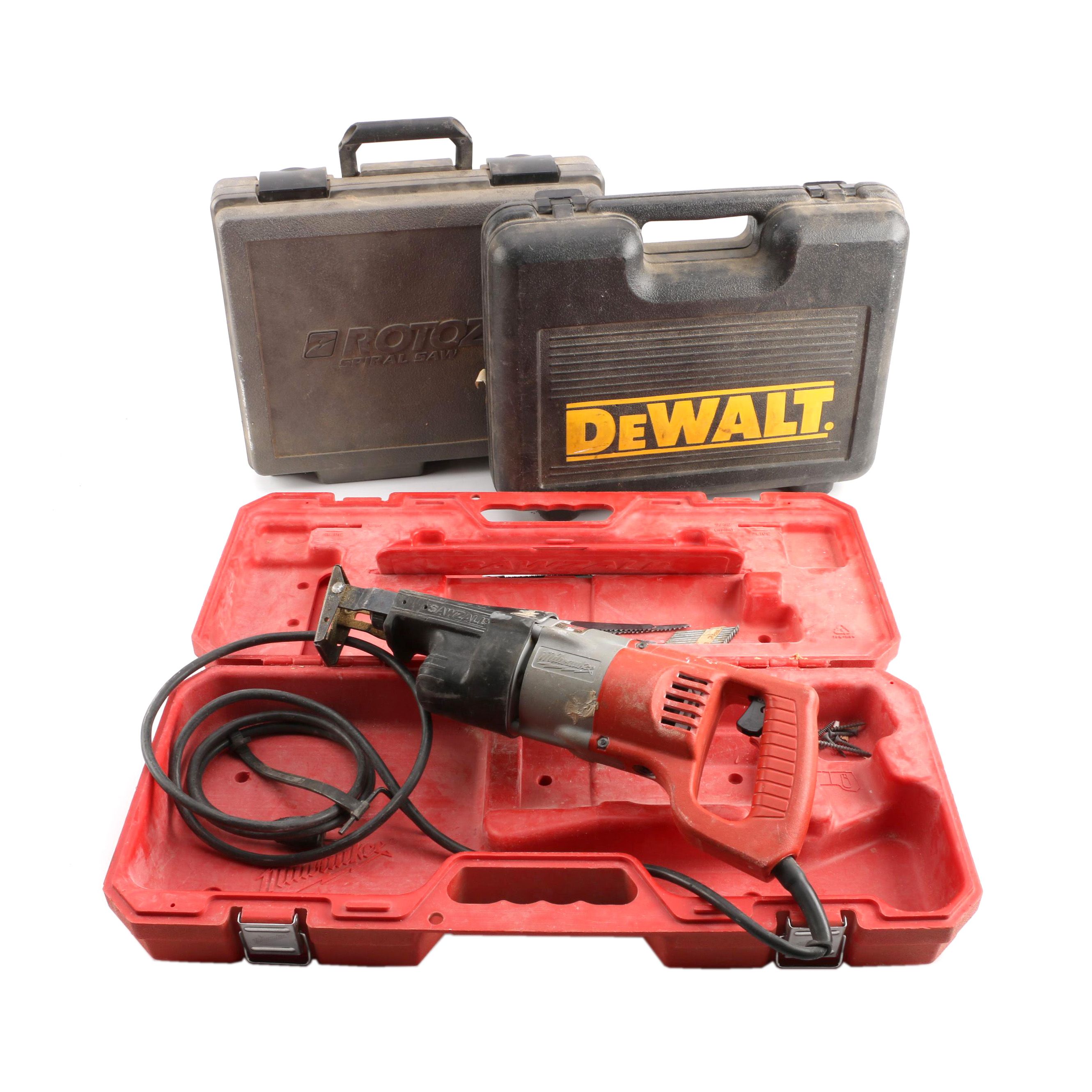 Rotozip Spiral Saw, DeWalt Jig Saw and Milwaukee Reciprocating Saw EBTH