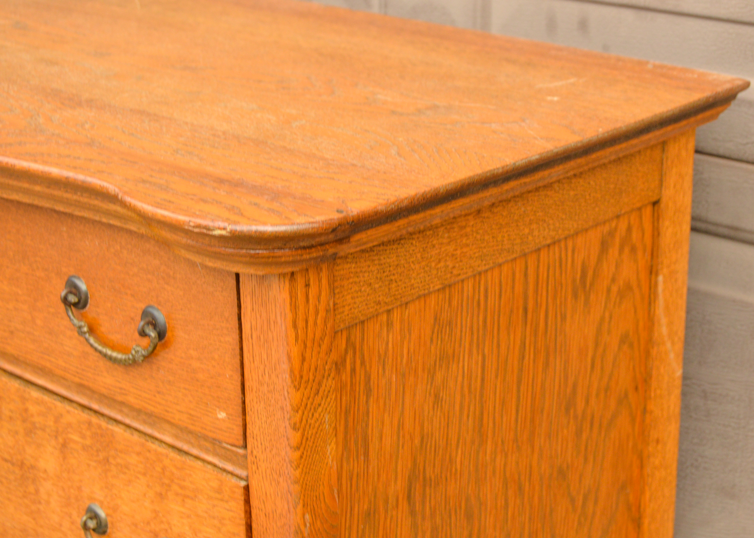 Antique Oak Tall Dresser with Mirror EBTH