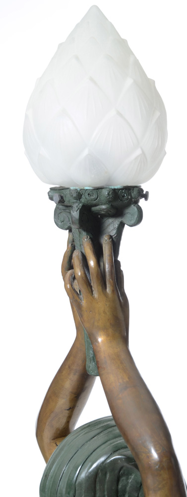 Antique Bronze "Egyptian" Floor Lamp | EBTH